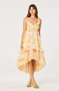 Serenidy Floral Ruffle Tiered High-Low Midi Dress