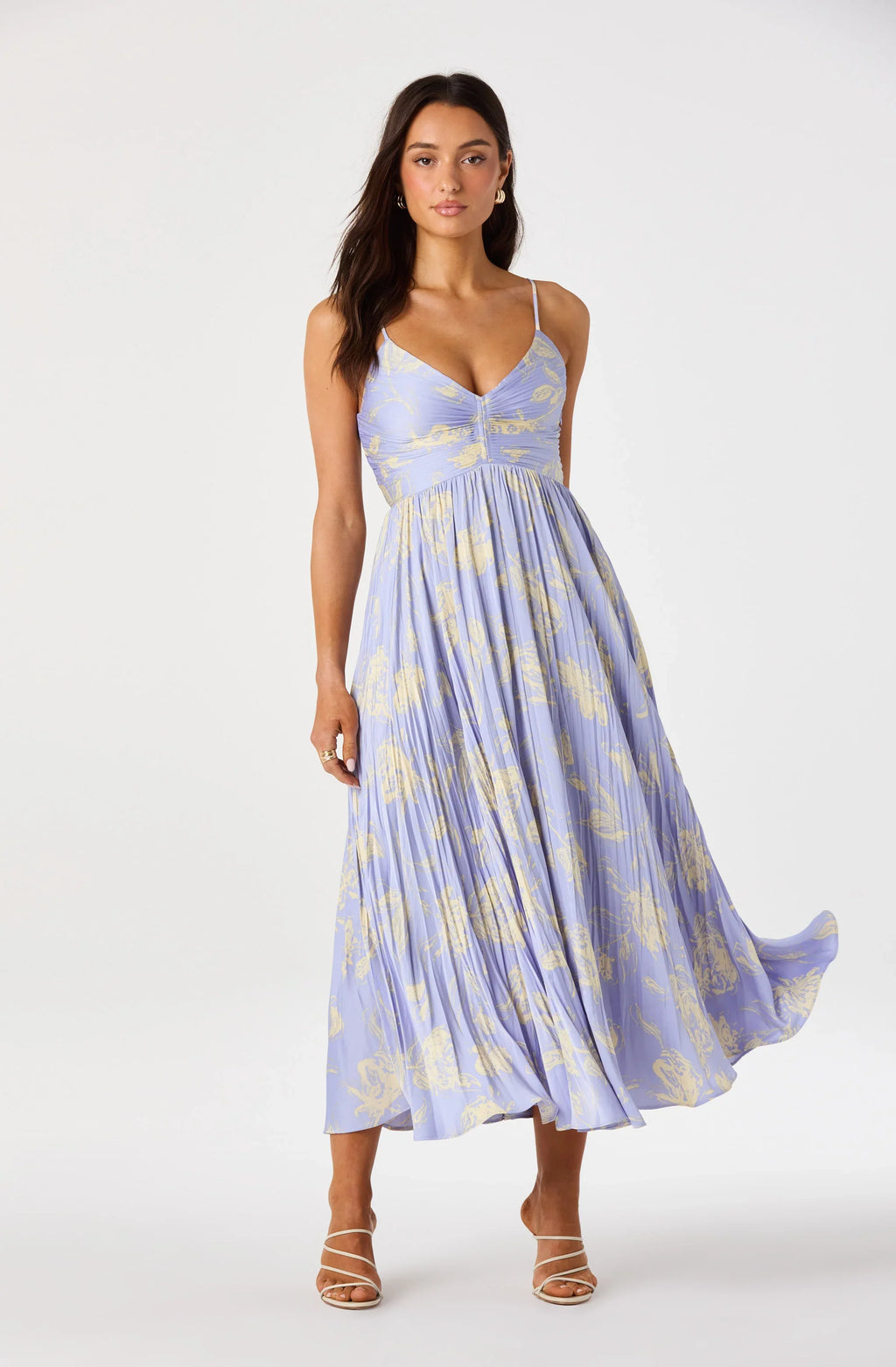 Maeve Pleated Satin Midi Dress