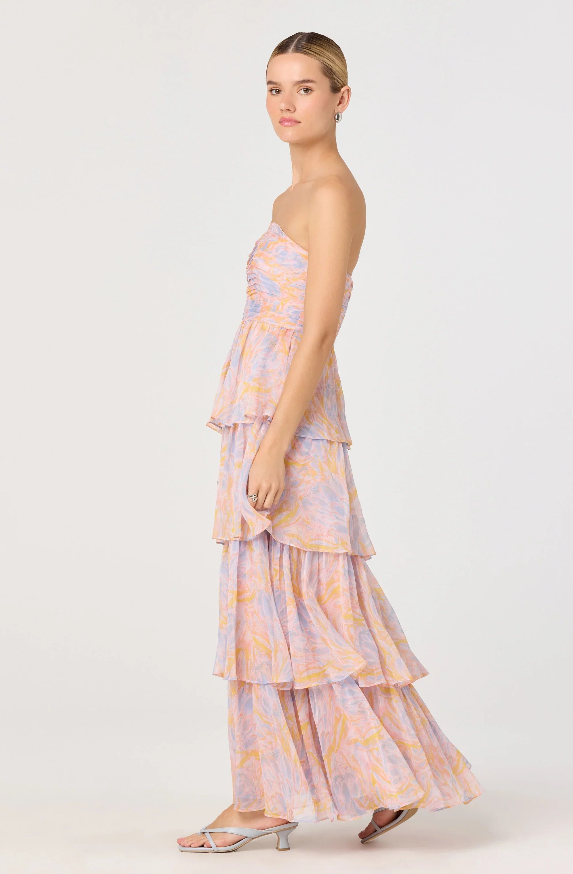 Anisha Strapless Tiered Ruffle Maxi Dress