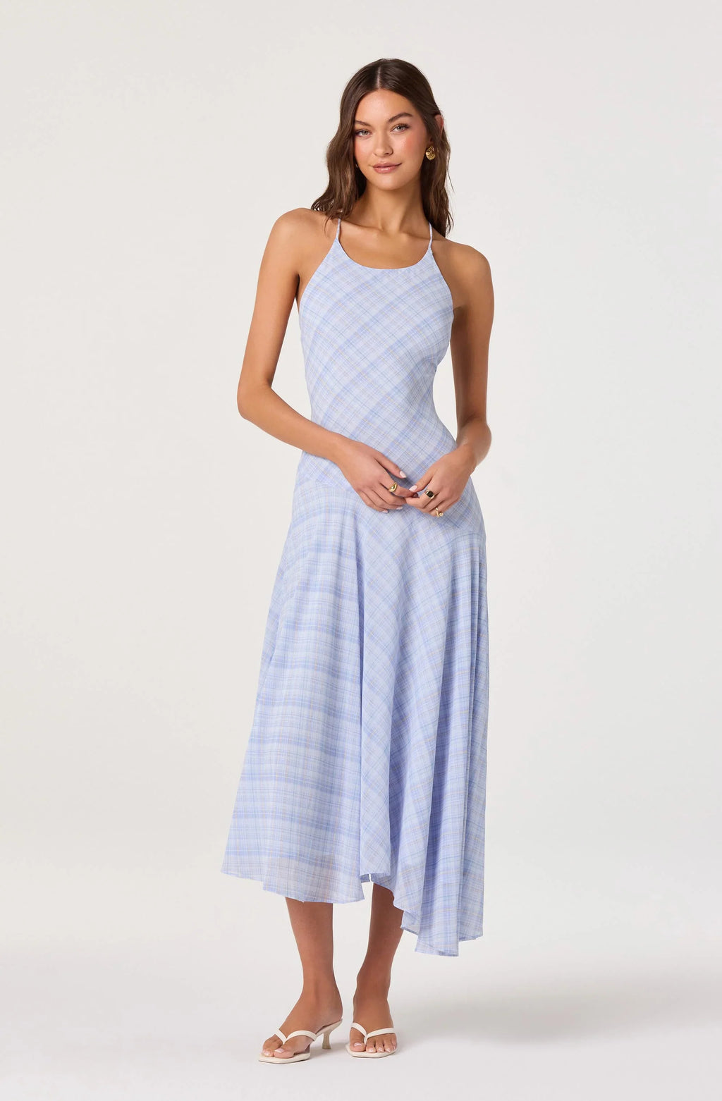 Ginny Plaid Halter Midi Dress