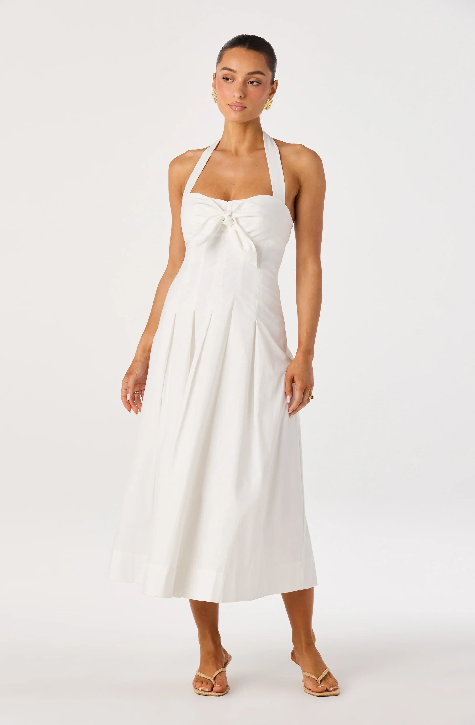 Janae Pleated Halter Midi Dress