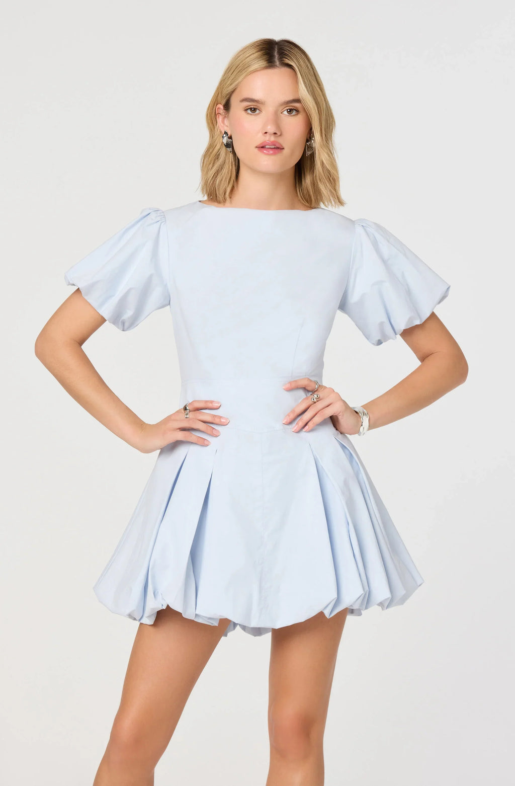 Kattie Puff Sleeve Bubble Hem Mini Dress