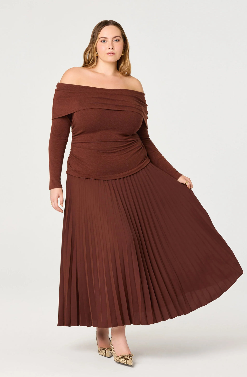 Tanaia Pleated Mixed Media Maxi Dress
