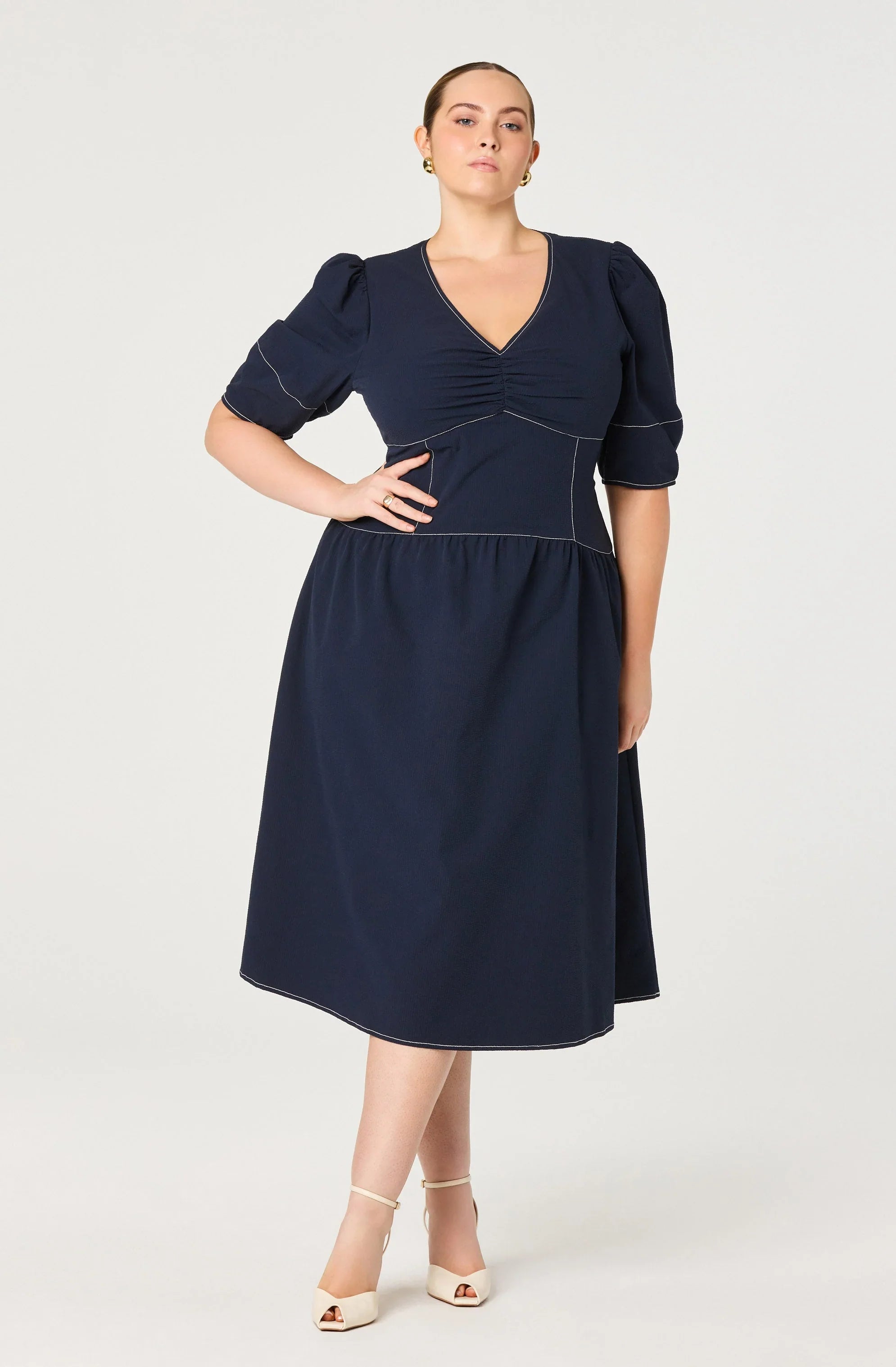 Samarra Contrast Stitch Midi Dress
