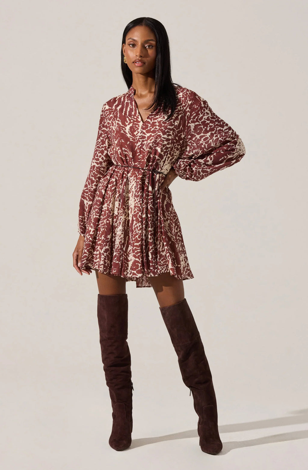 Marisela Belted V-Neck Mini Dress