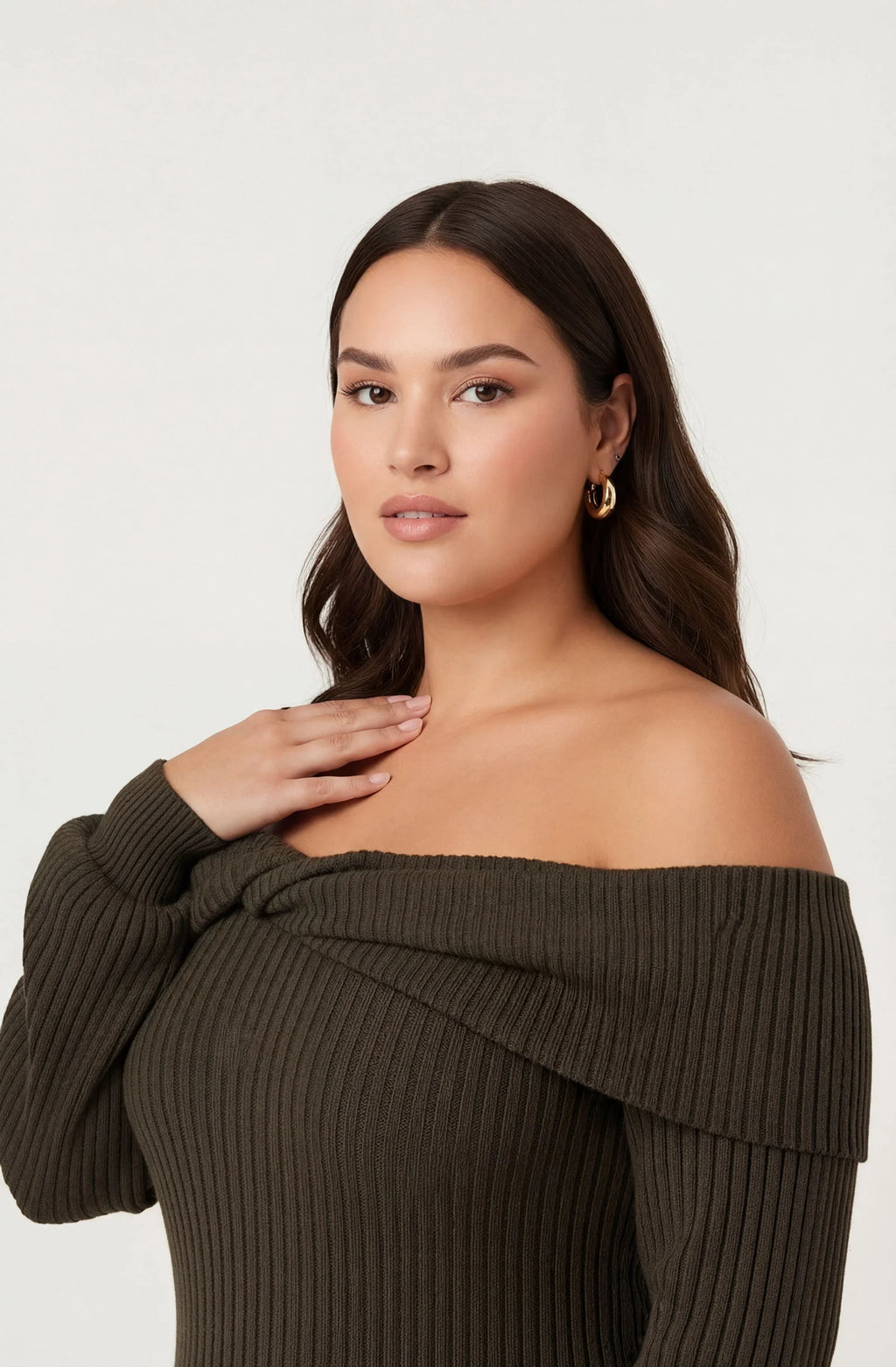 Tilde Off Shoulder Midi Sweater Dress