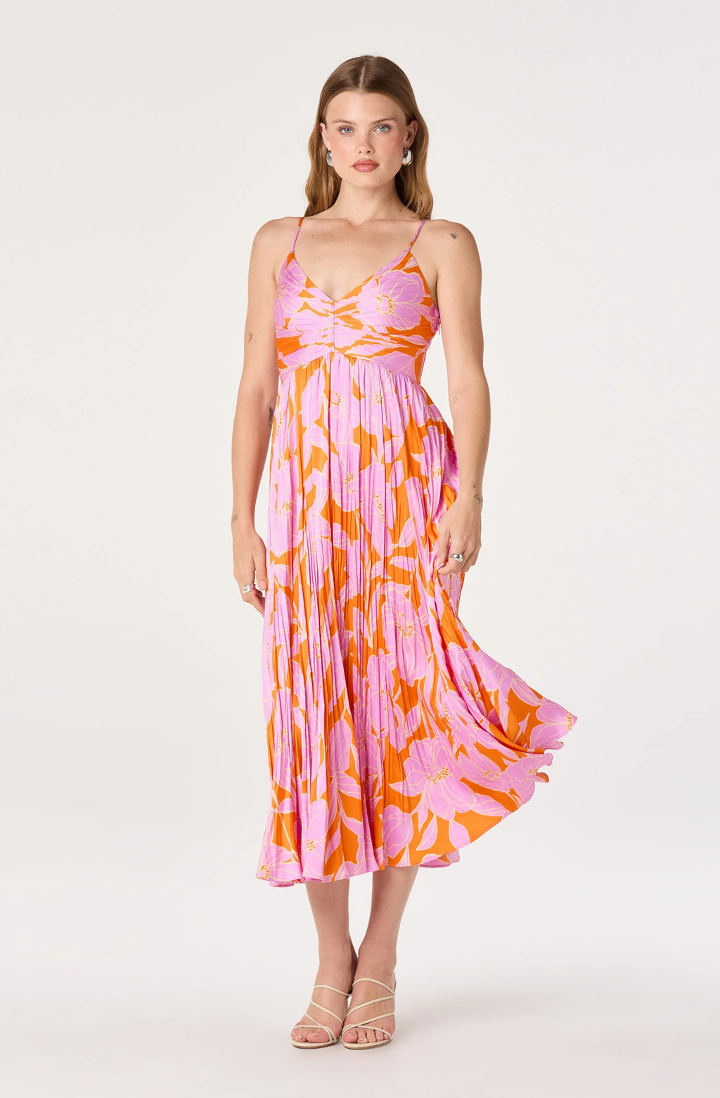 Maeve Pleated Satin Midi Dress