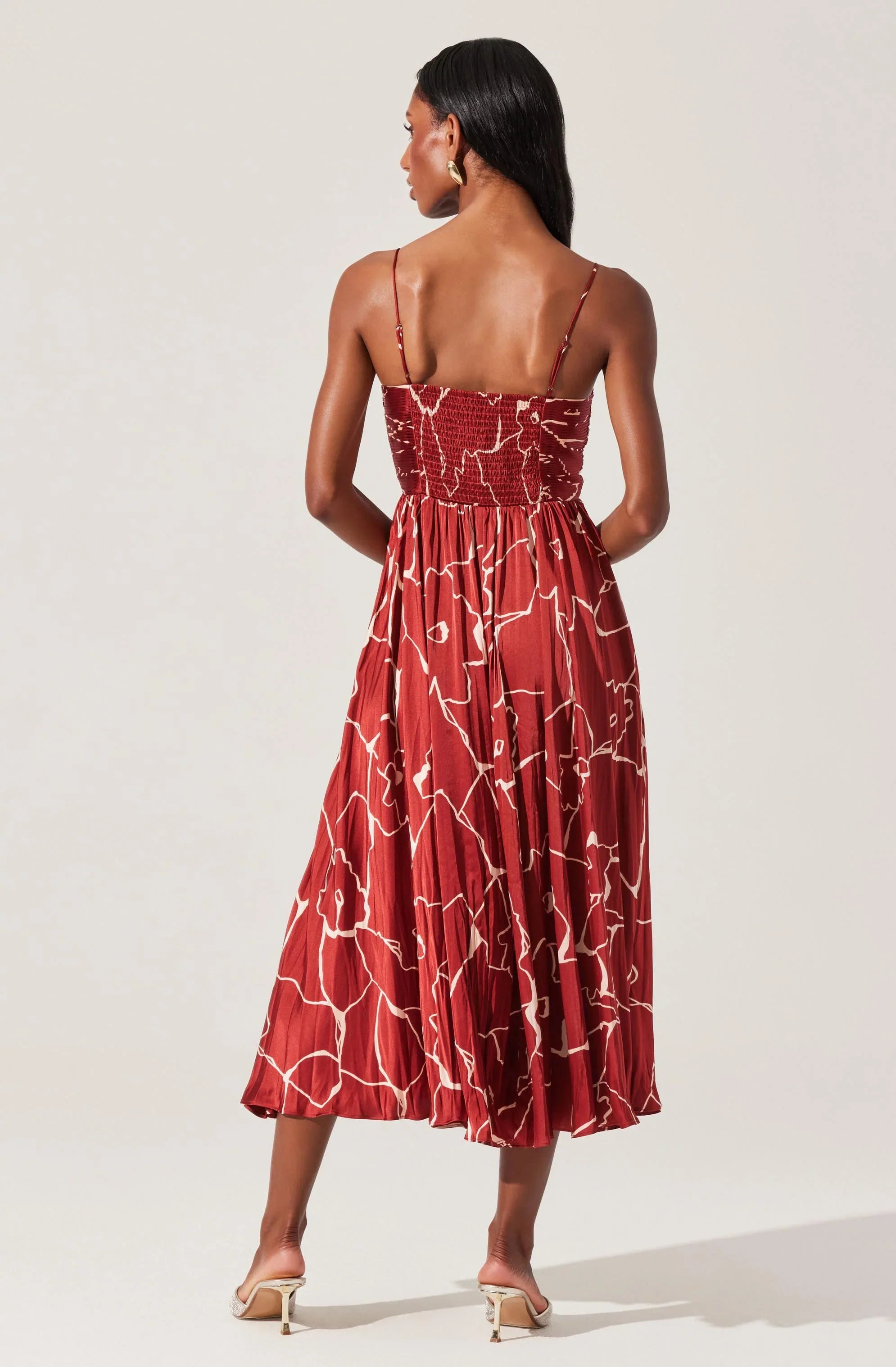 Maeve Pleated Satin Midi Dress