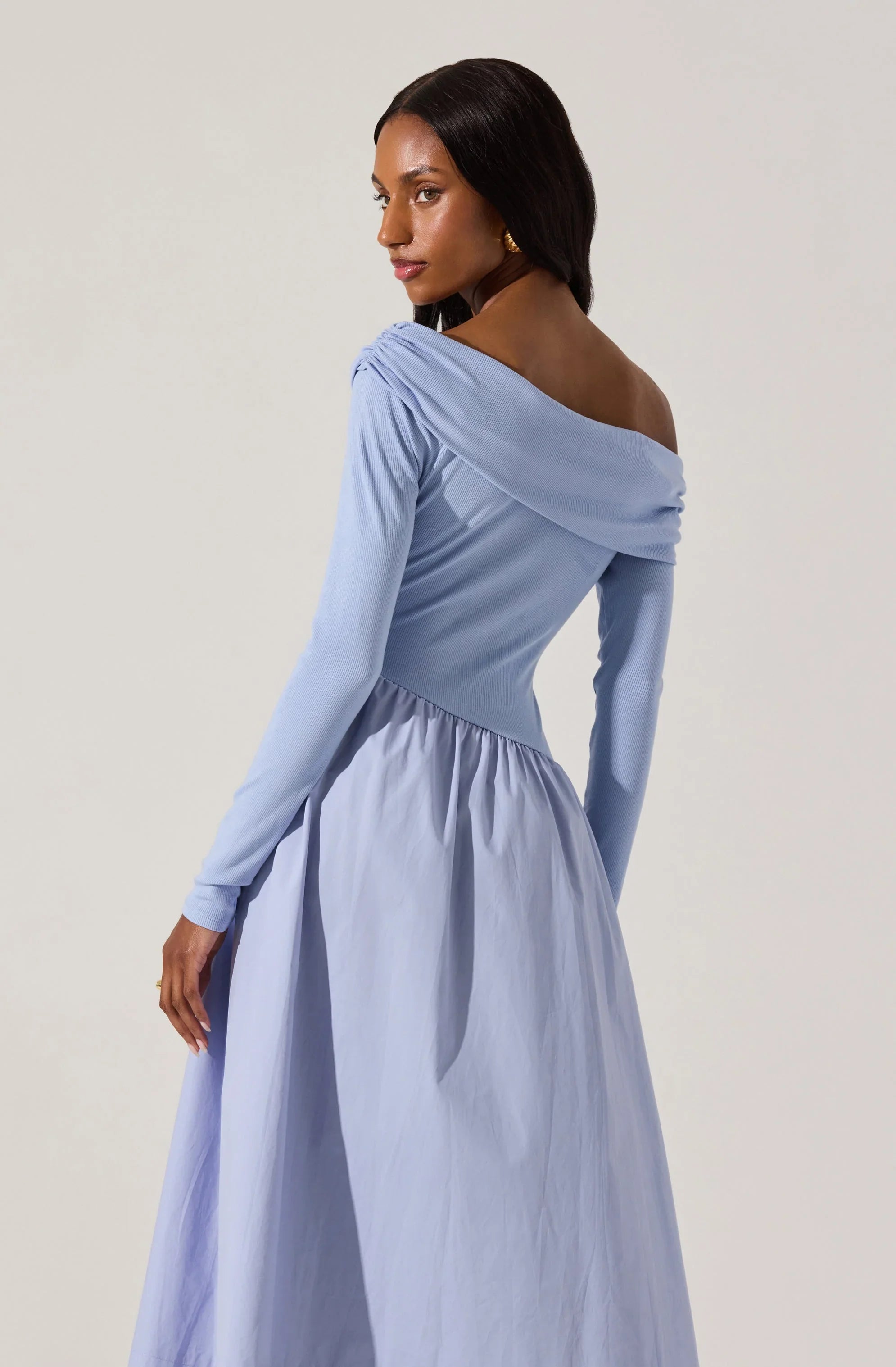Mixed Media Off Shoulder Dress