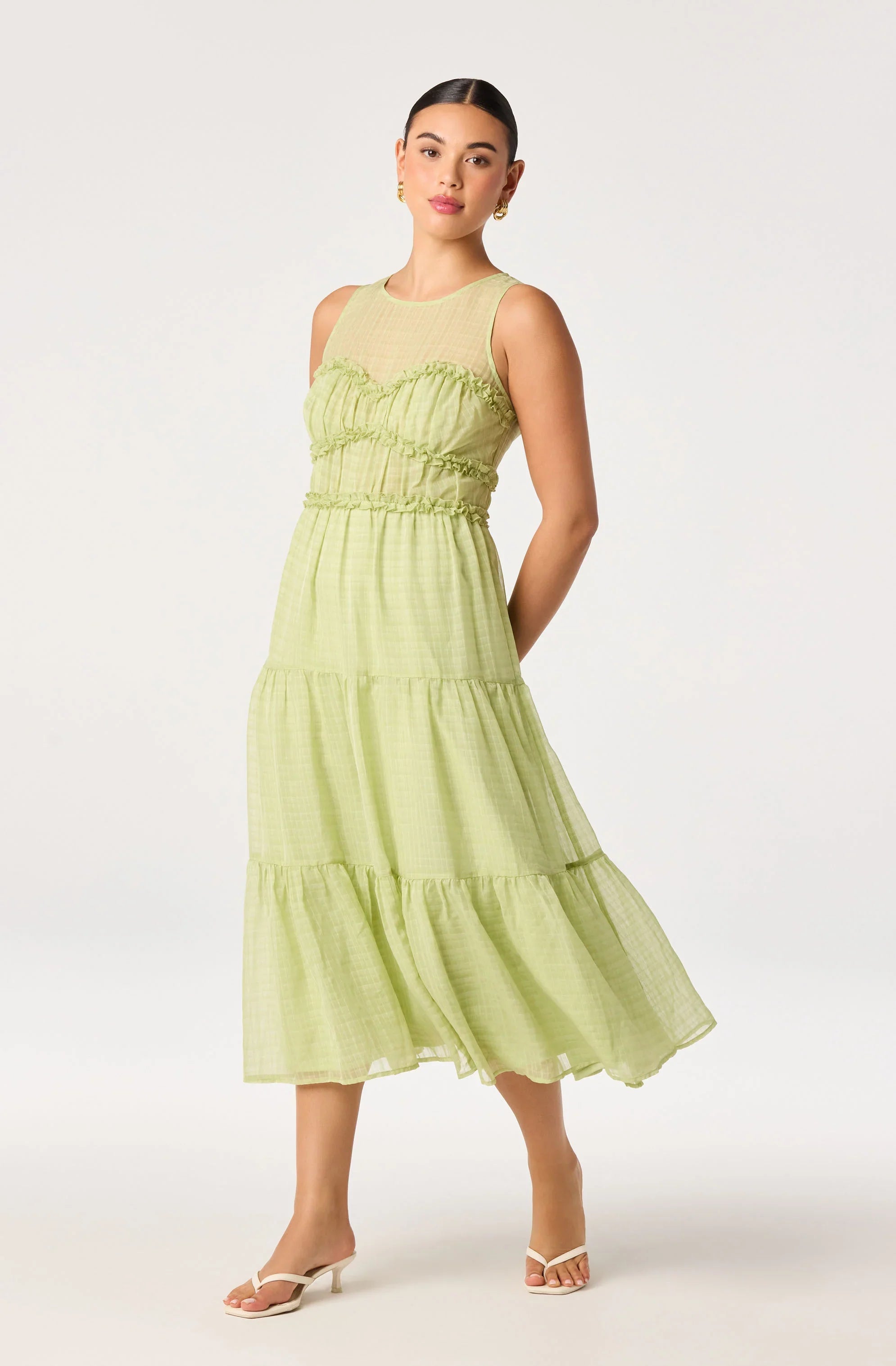 Adrianne Tiered Organza Midi Dress