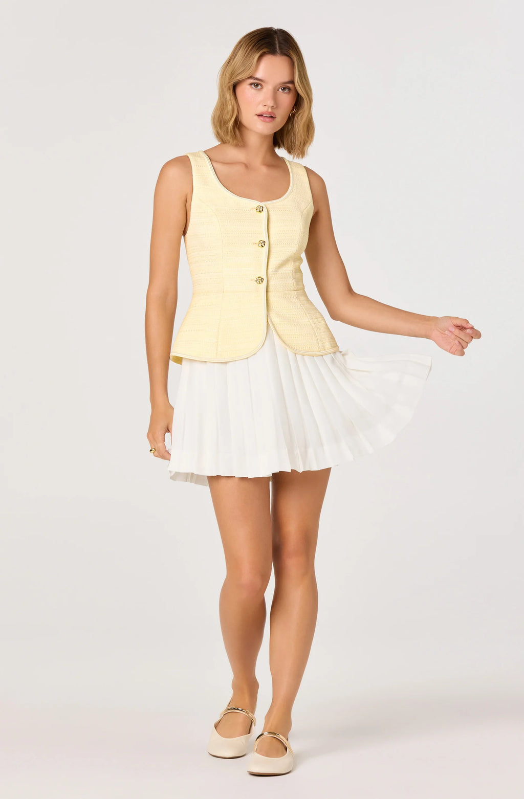 Sheridan Tweed Vest Mixed Media Mini Dress
