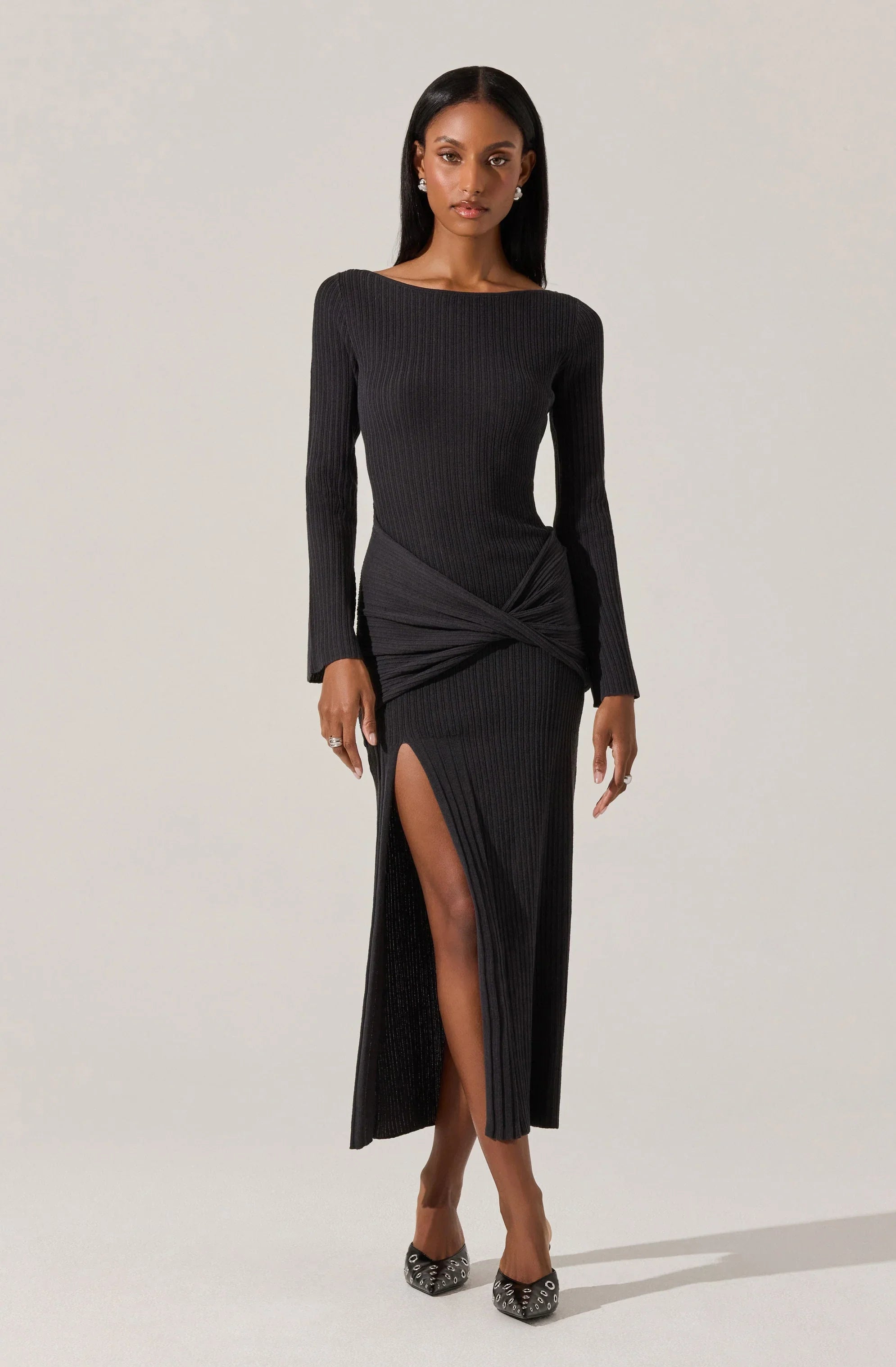 Arwyn Ribbed Layered Midi Sweater Dress
