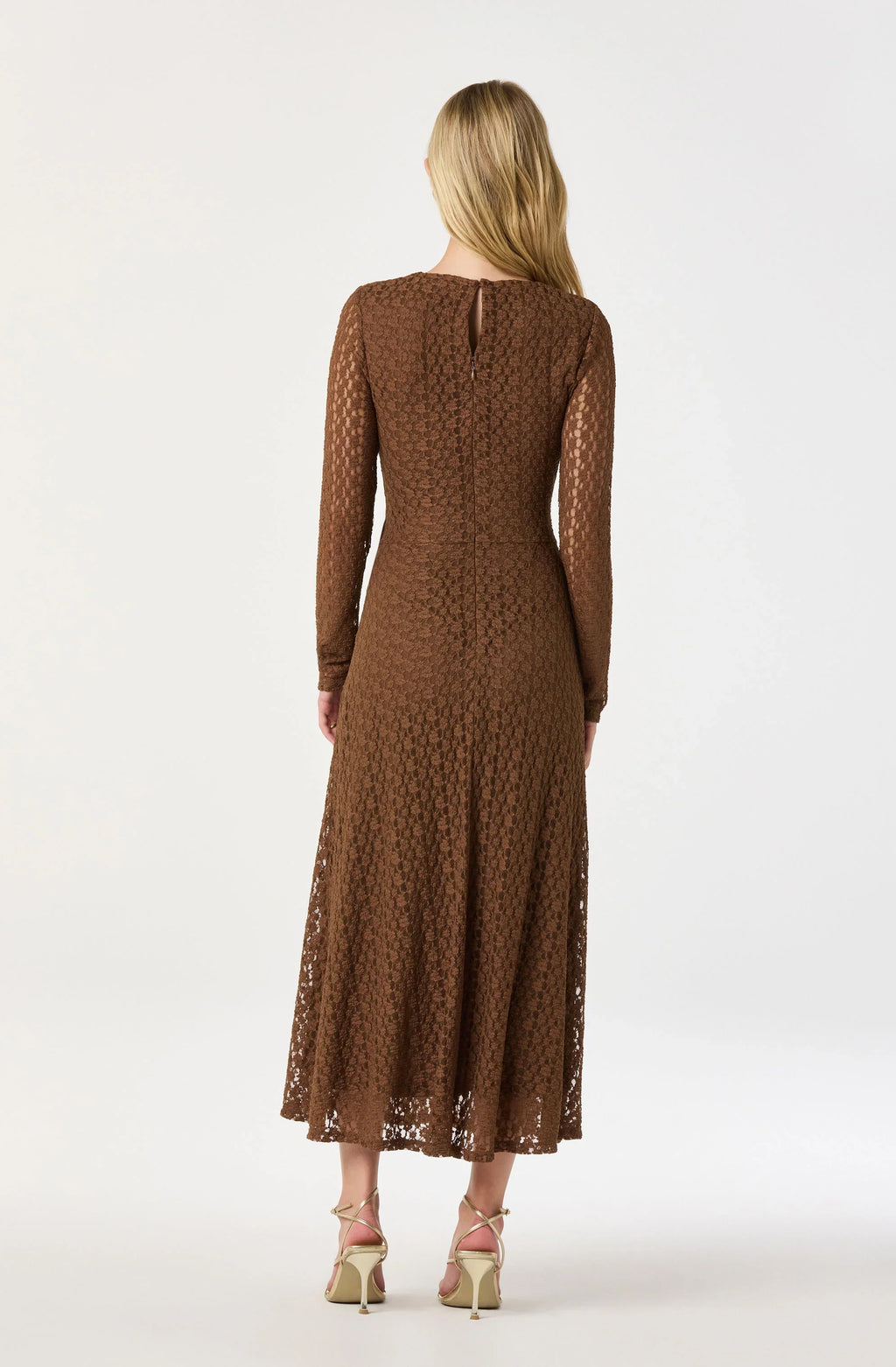 Belted Lace Midi Dress