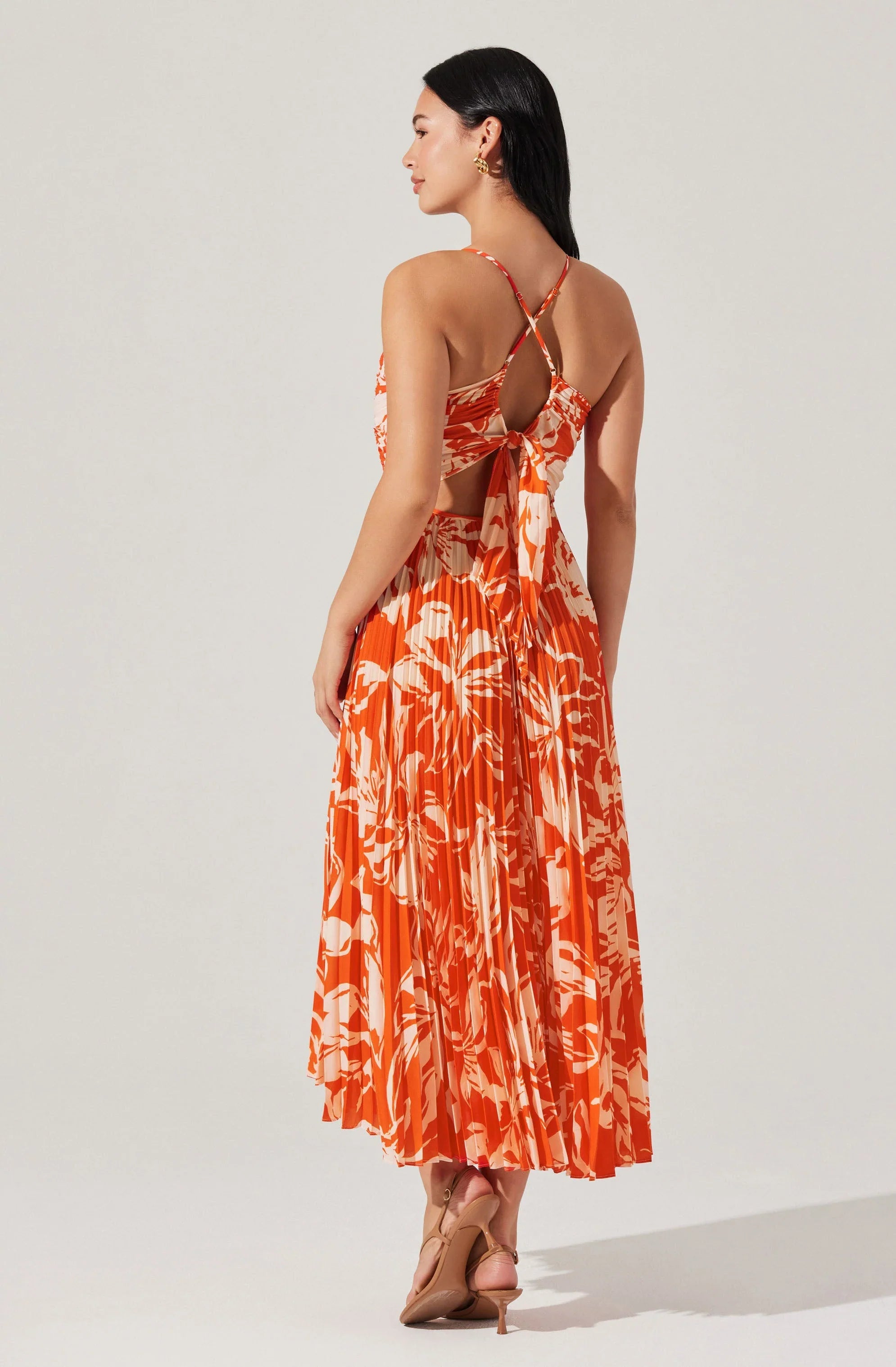 Blythe Floral Plisse Midi Dress