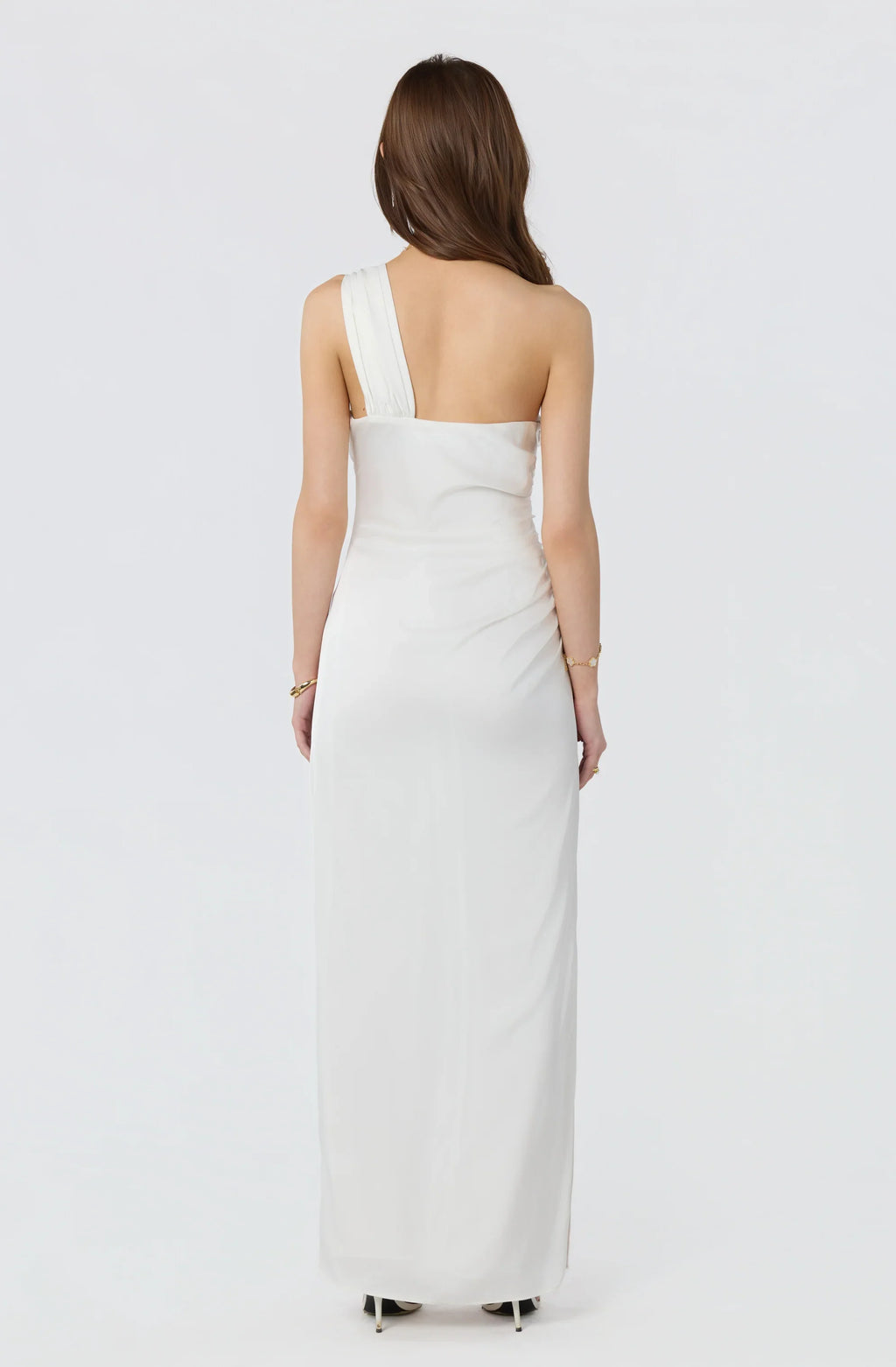 Catori One-Shoulder Ruched Satin Maxi Dress
