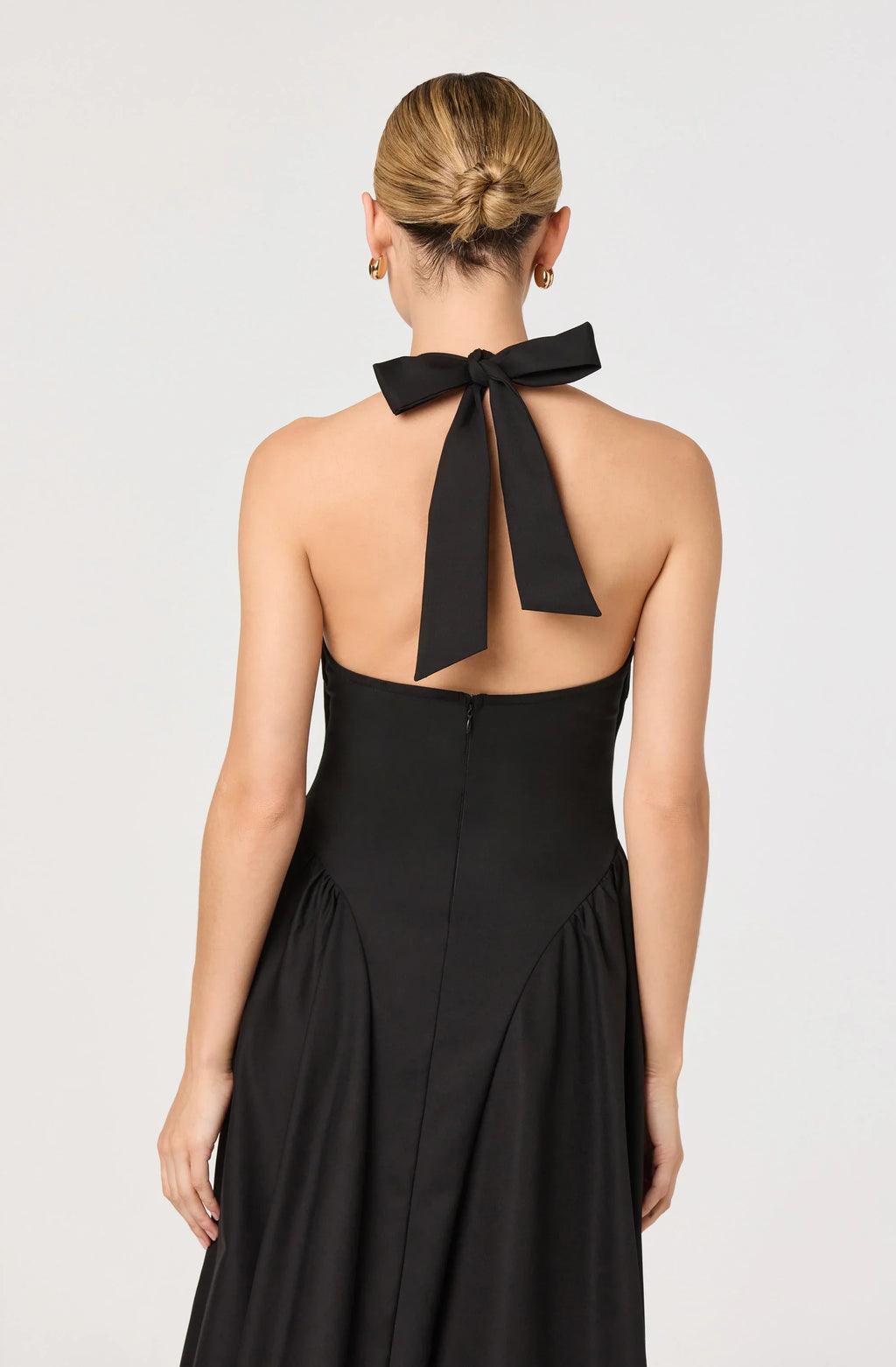 Meana Halter Plunge Drop-Waist Midi Dress