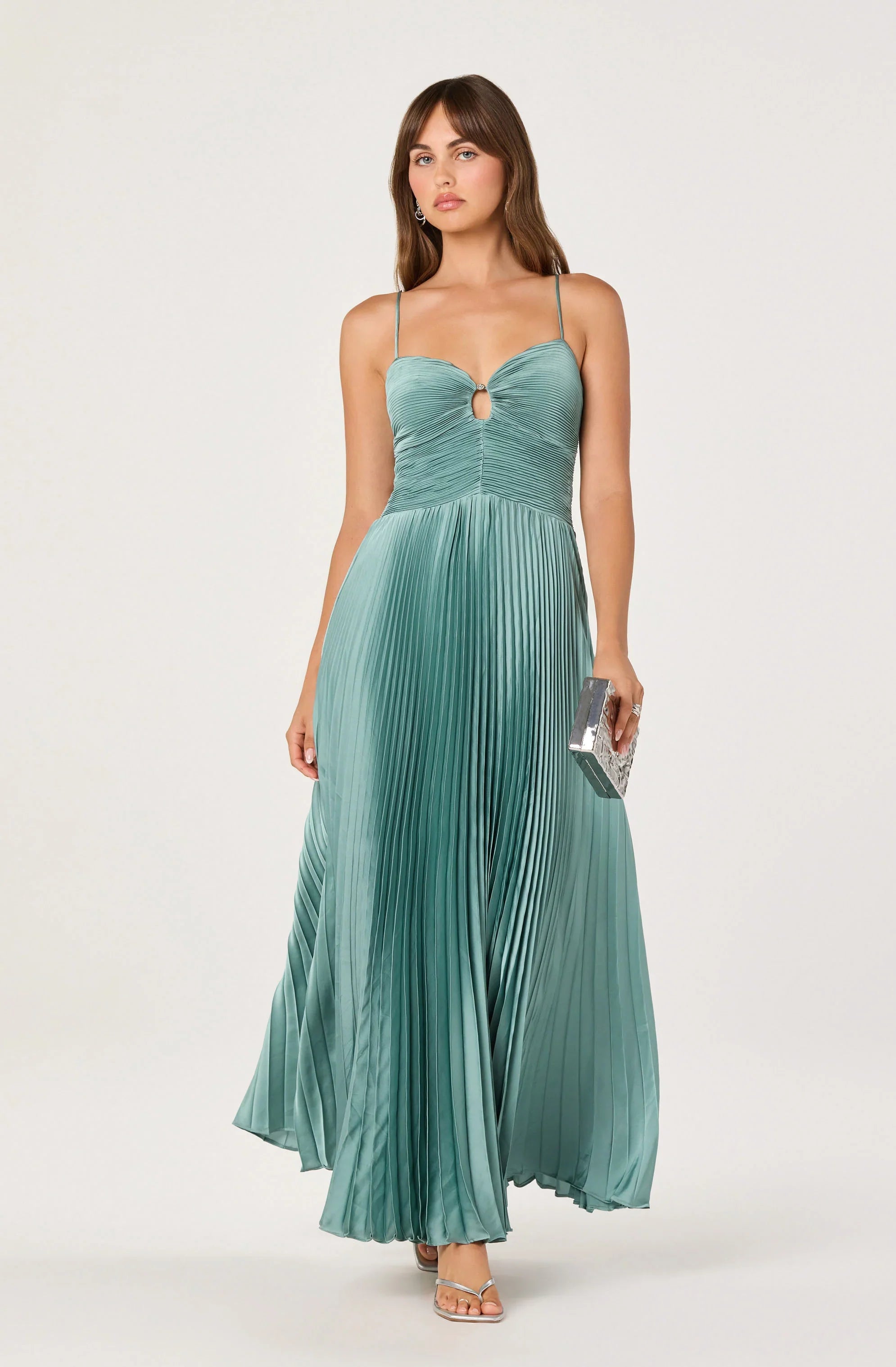 Alaia Satin Plissé Maxi Dress