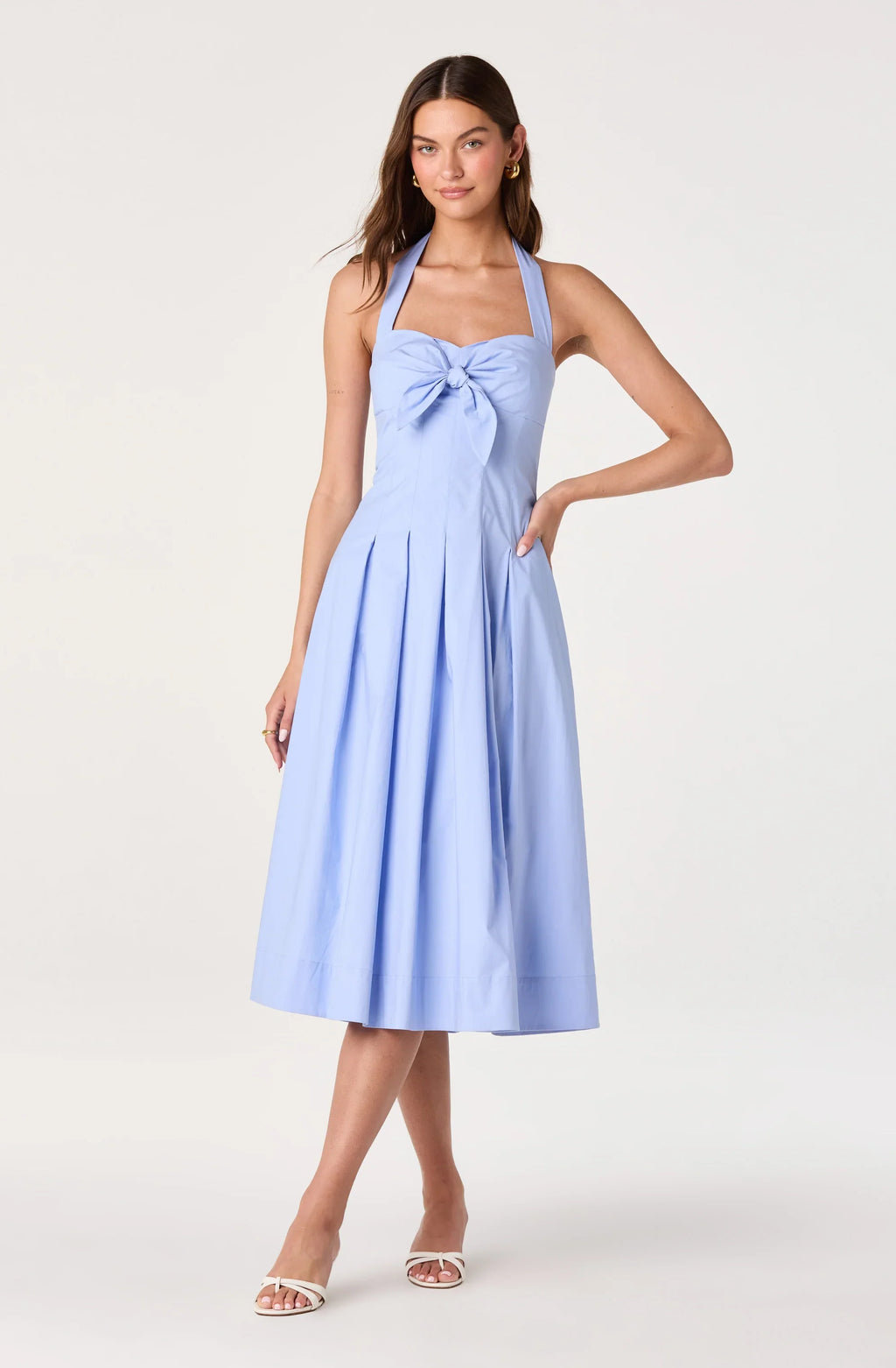 Janae Pleated Halter Midi Dress