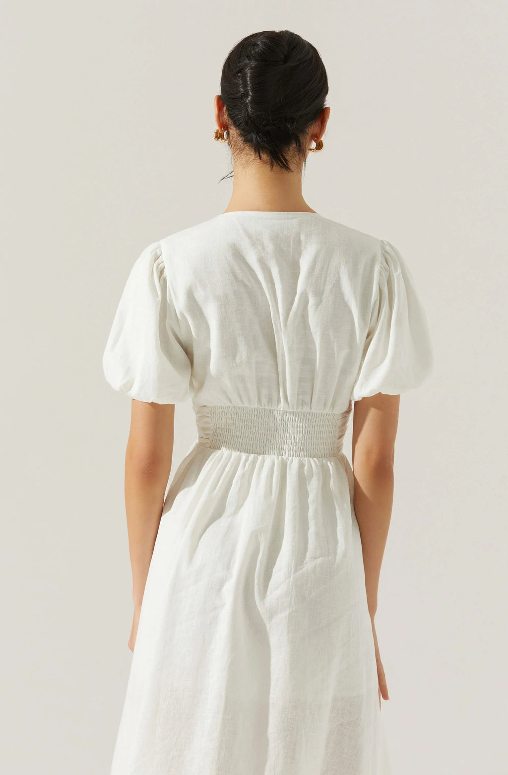 Citrine Linen Bow Front Midi Dress