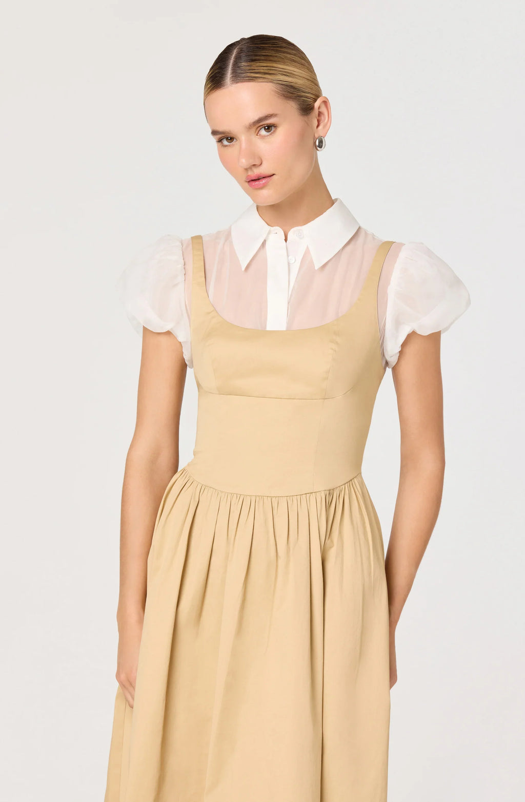 Carrington Mixed Media Layered Midi Dress