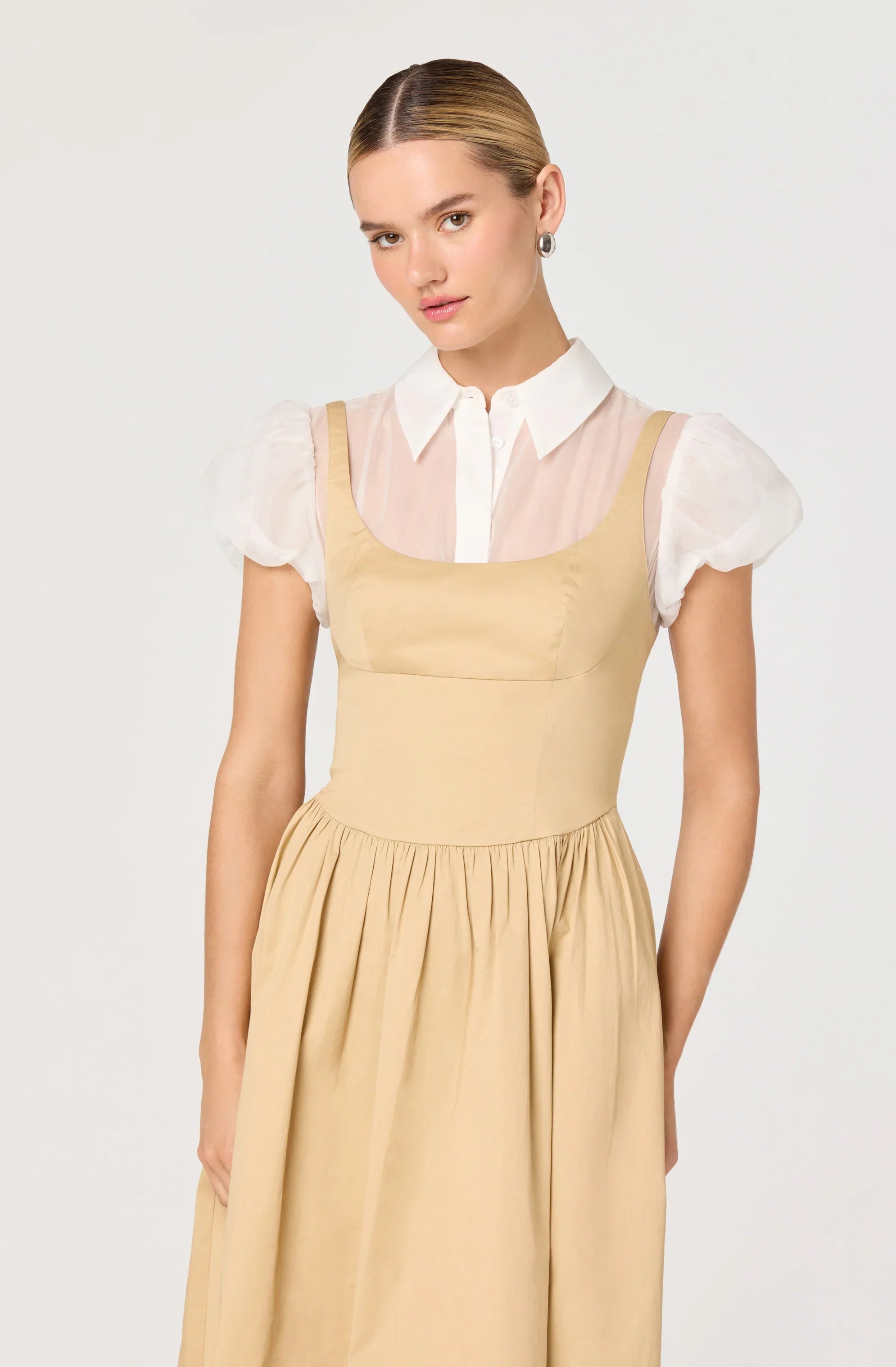Carrington Mixed Media Layered Midi Dress