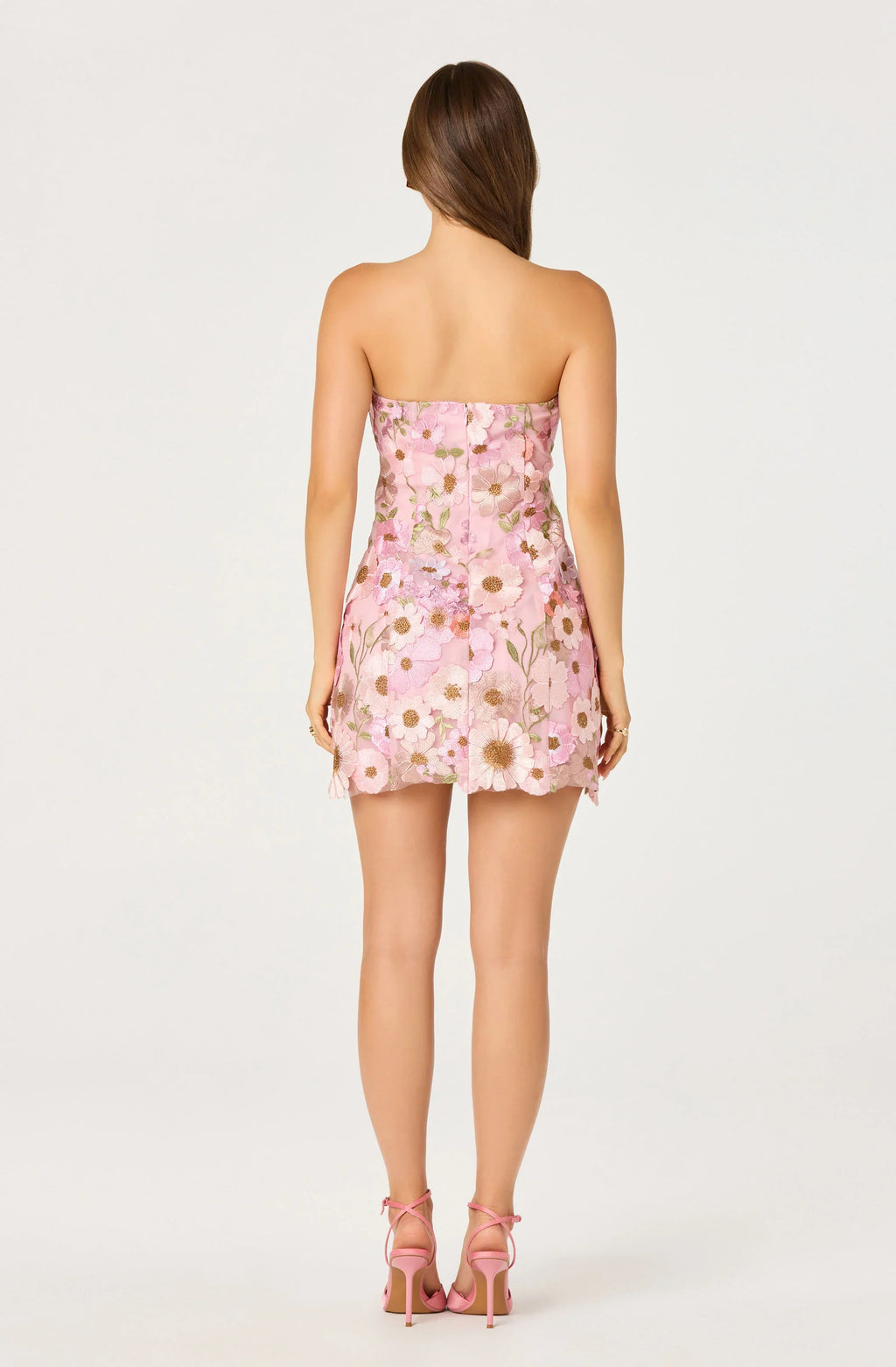 Julisa Embroidered Floral Strapless Mini Dress