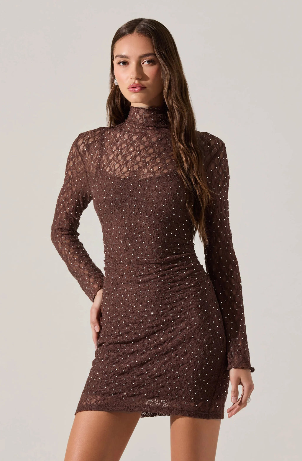 Kourtney Rhinestone Lace Mini Dress