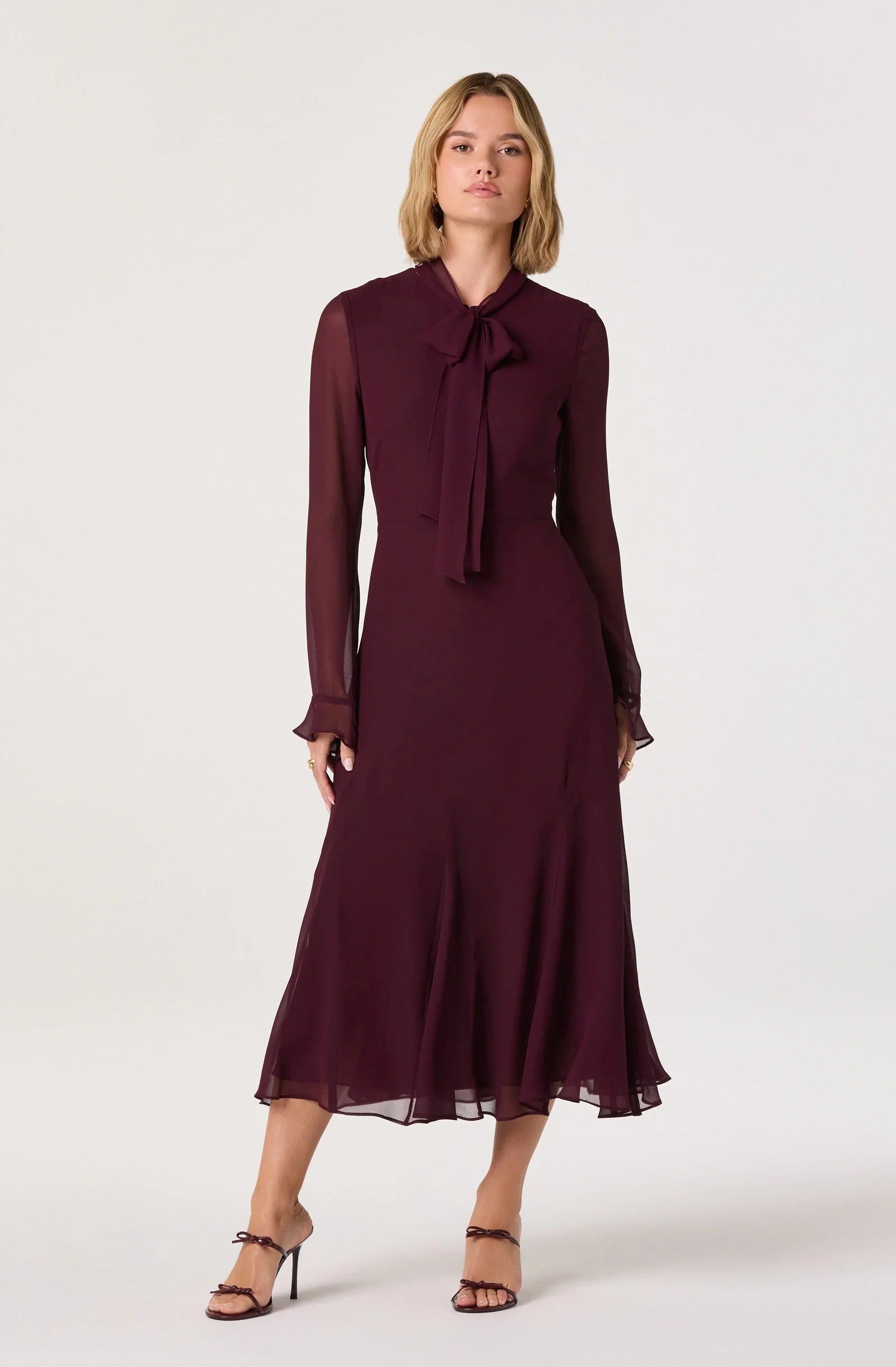 Tie Neck Midi Dress