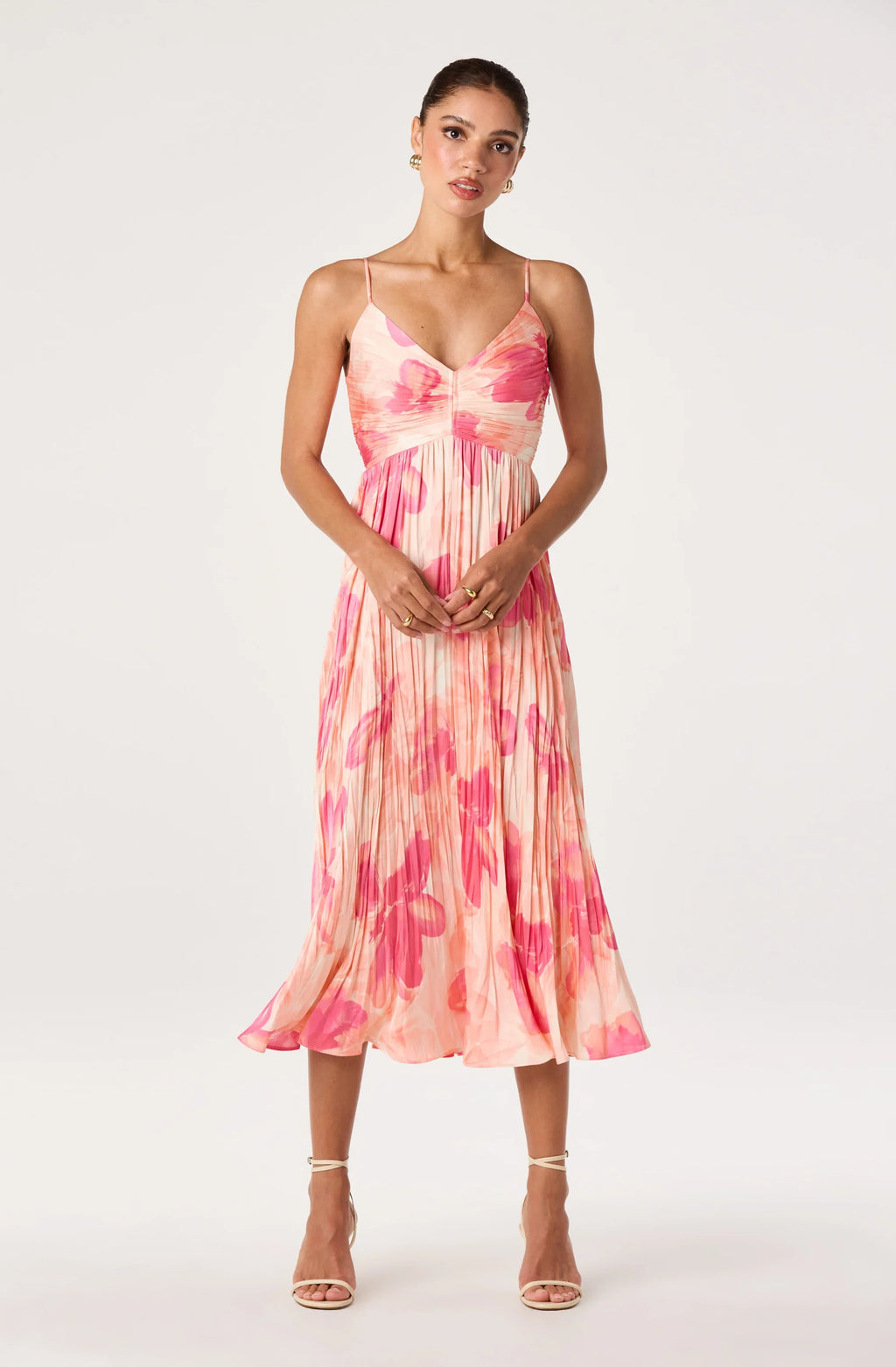 Maeve Pleated Satin Midi Dress