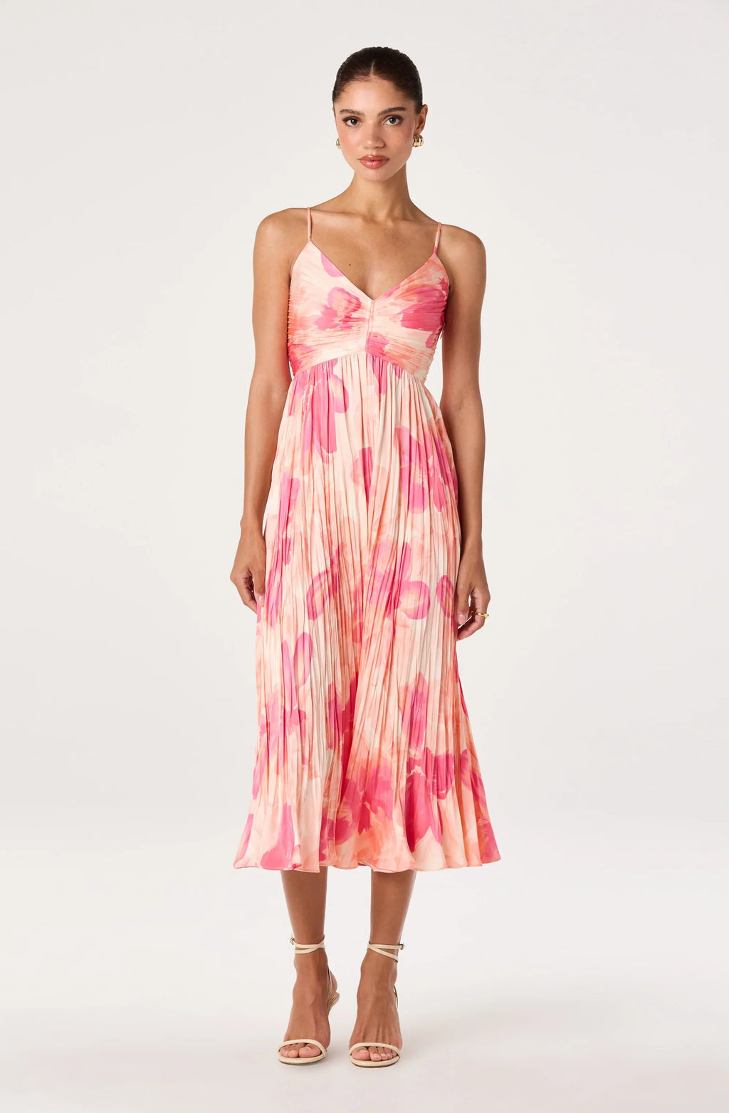 Maeve Pleated Satin Midi Dress