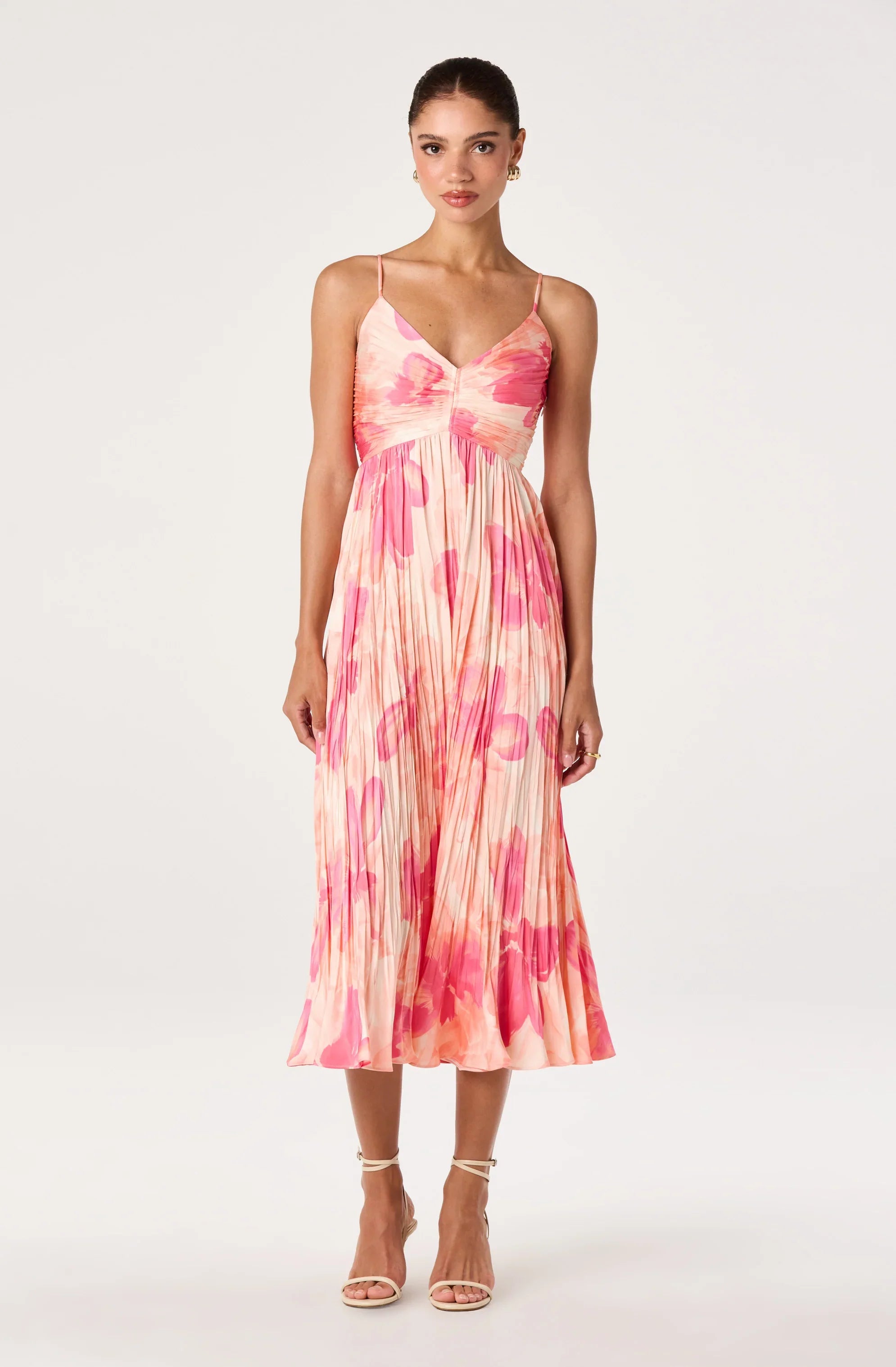 Maeve Pleated Satin Midi Dress