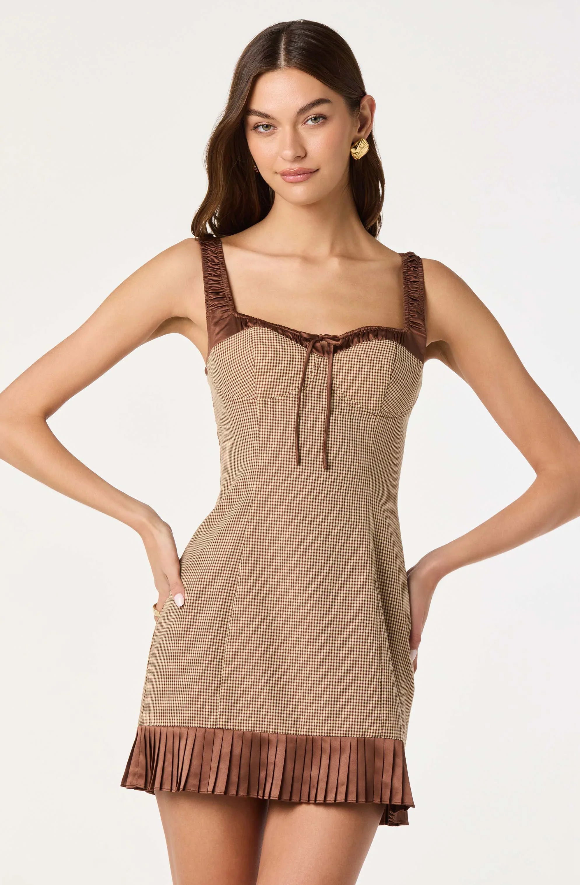 Gingham Milkmaid Contrast Mini Dress