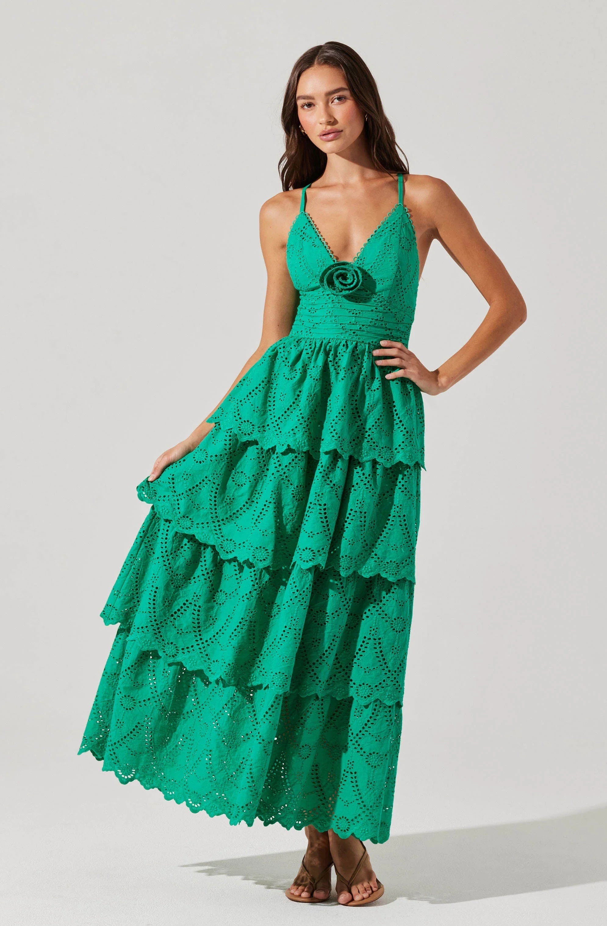 Faeryn Eyelet Tiered Maxi Dress