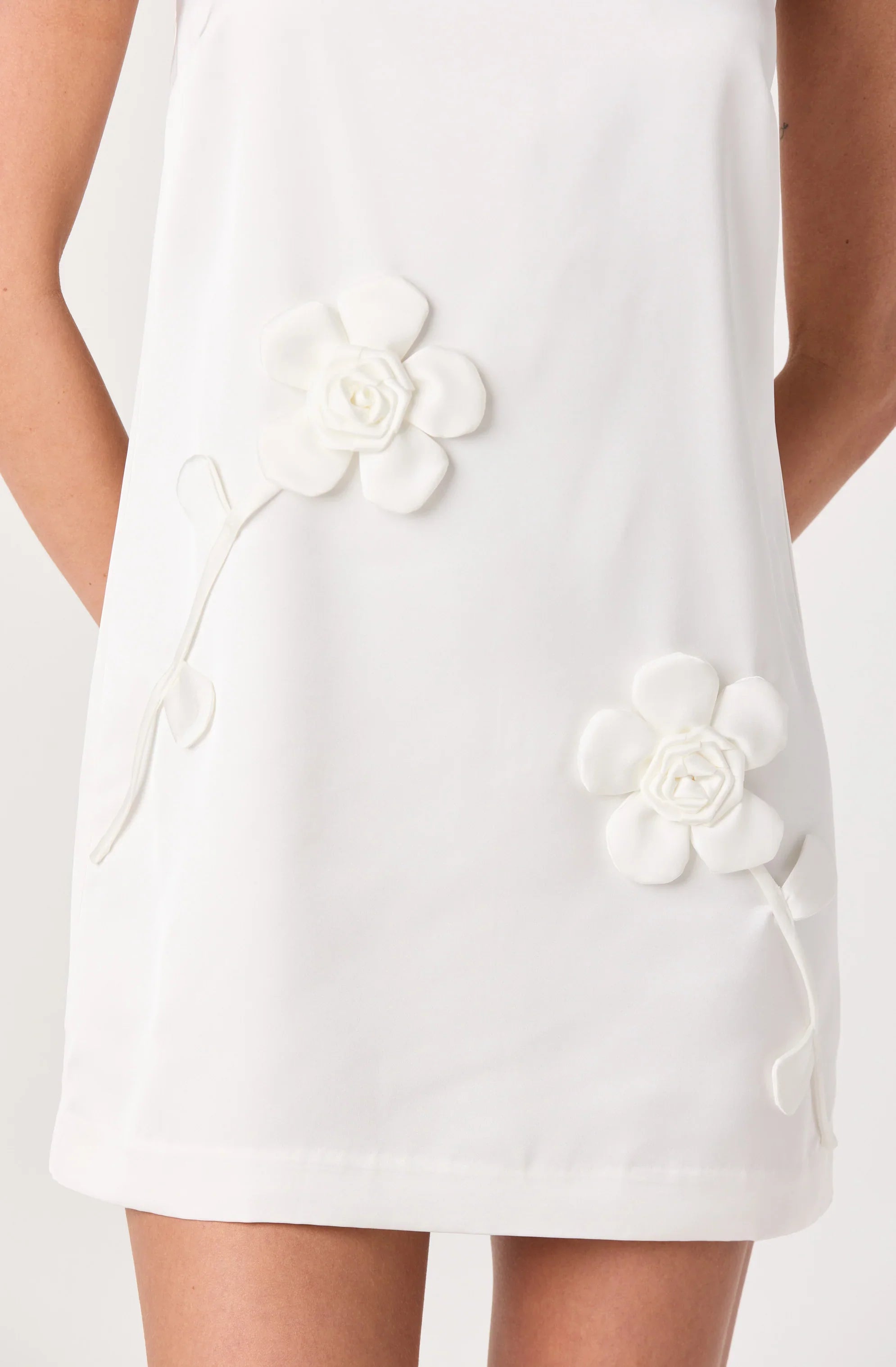 Marigold Satin 3D Floral Mini Dress