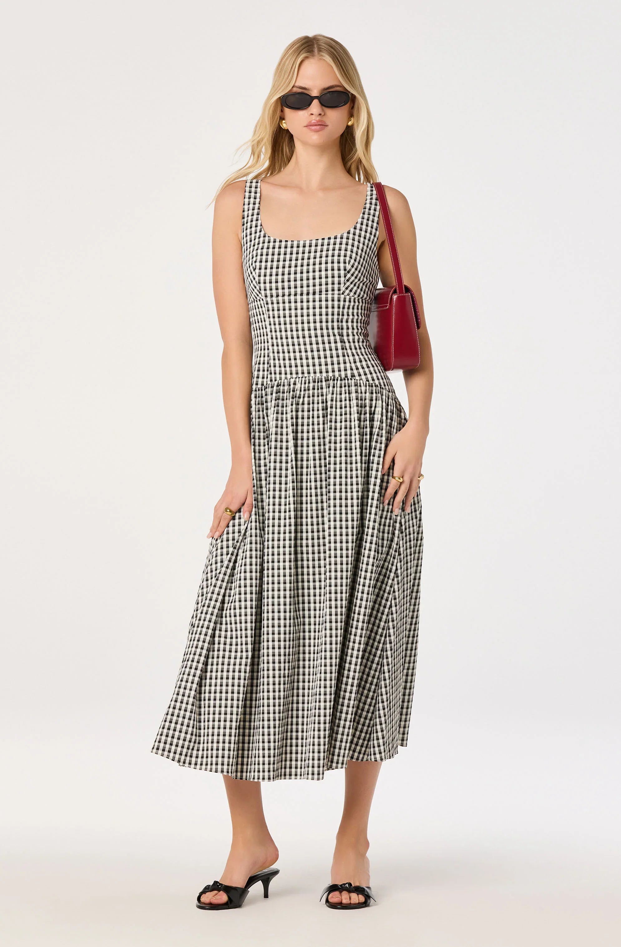 Cara Gingham Sleeveless Midi Dress
