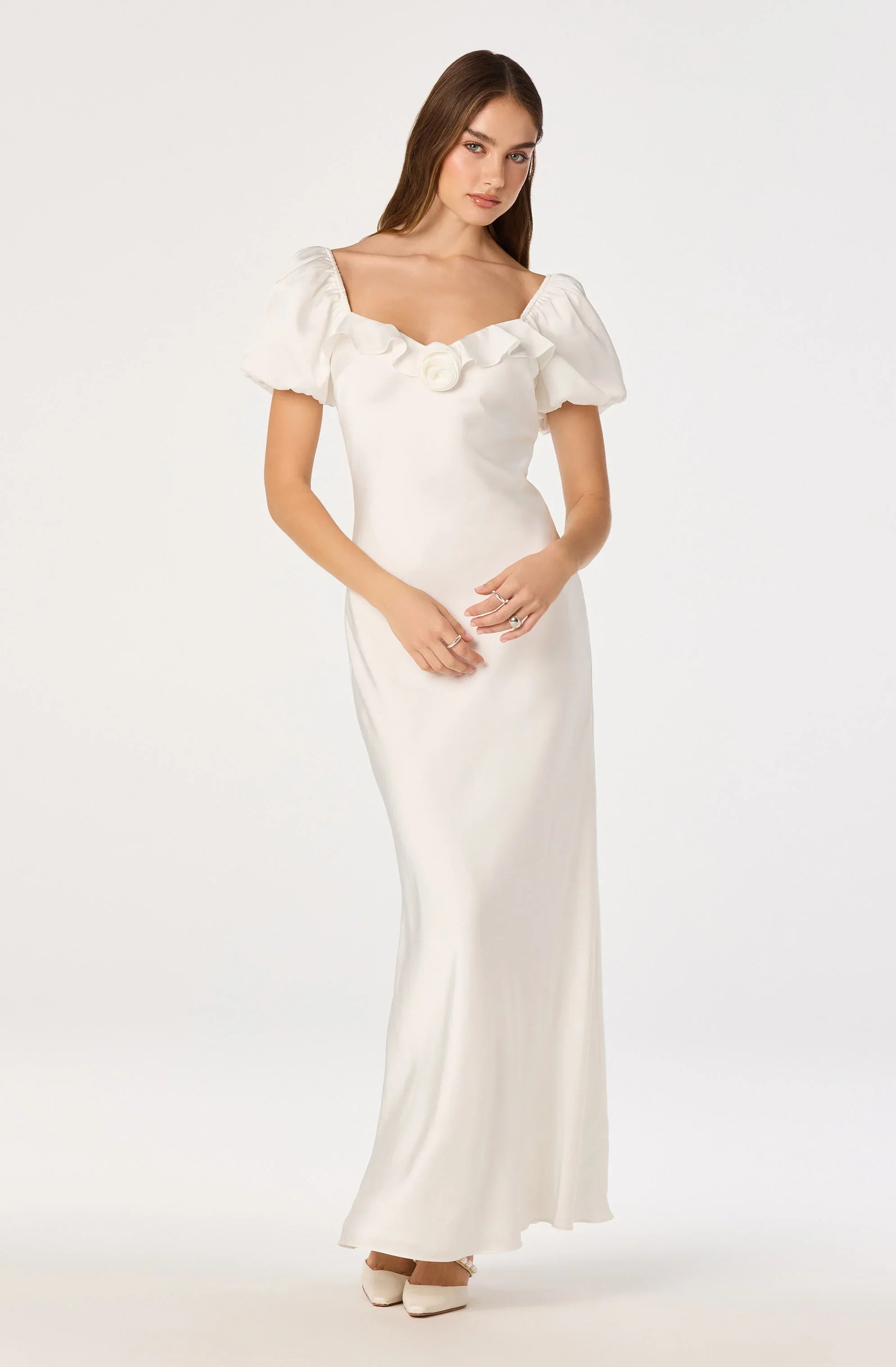 Bethrose 3D Rose Satin Maxi Dress