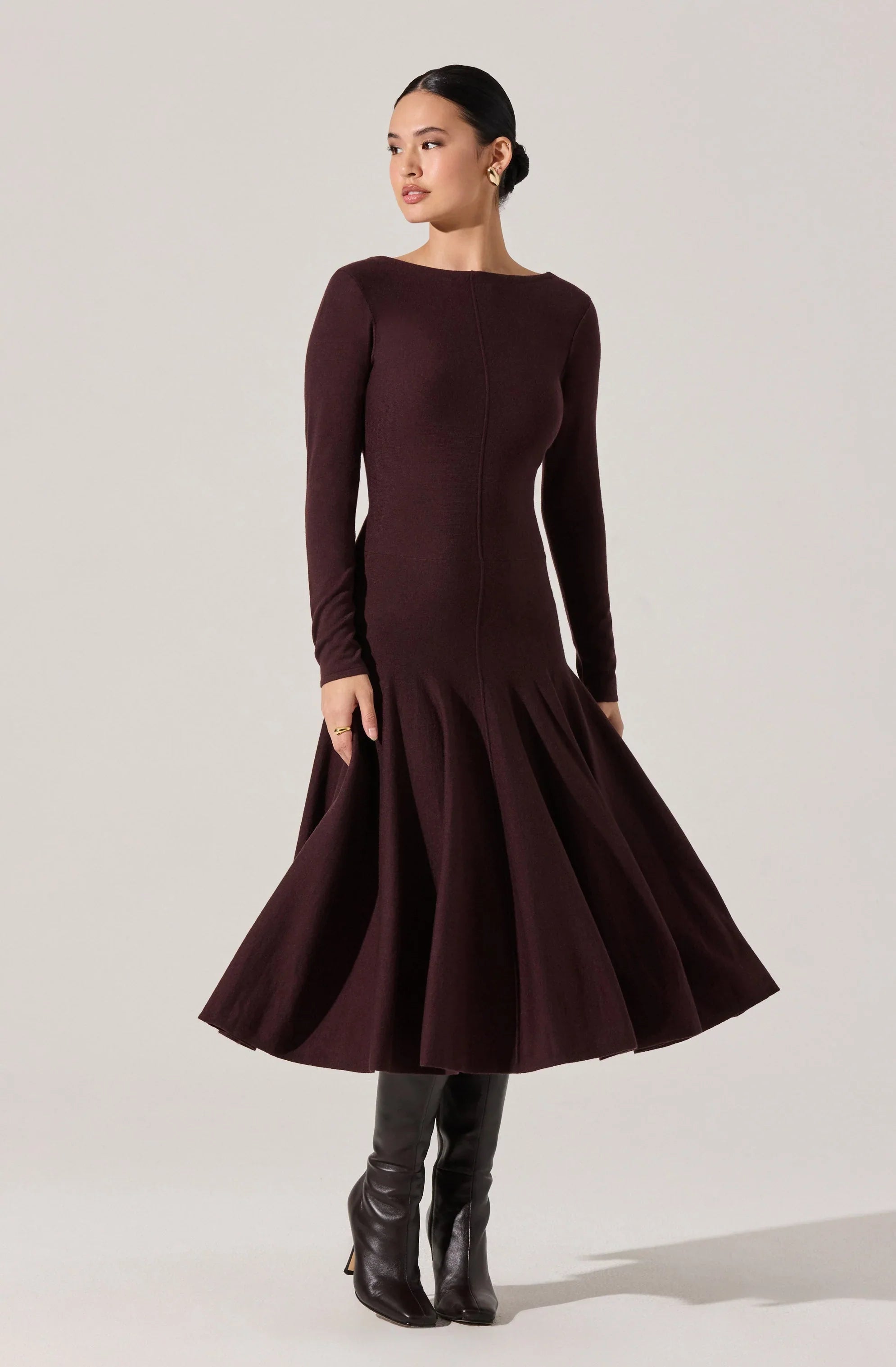 Doreyda Scoop Back Midi Sweater Dress
