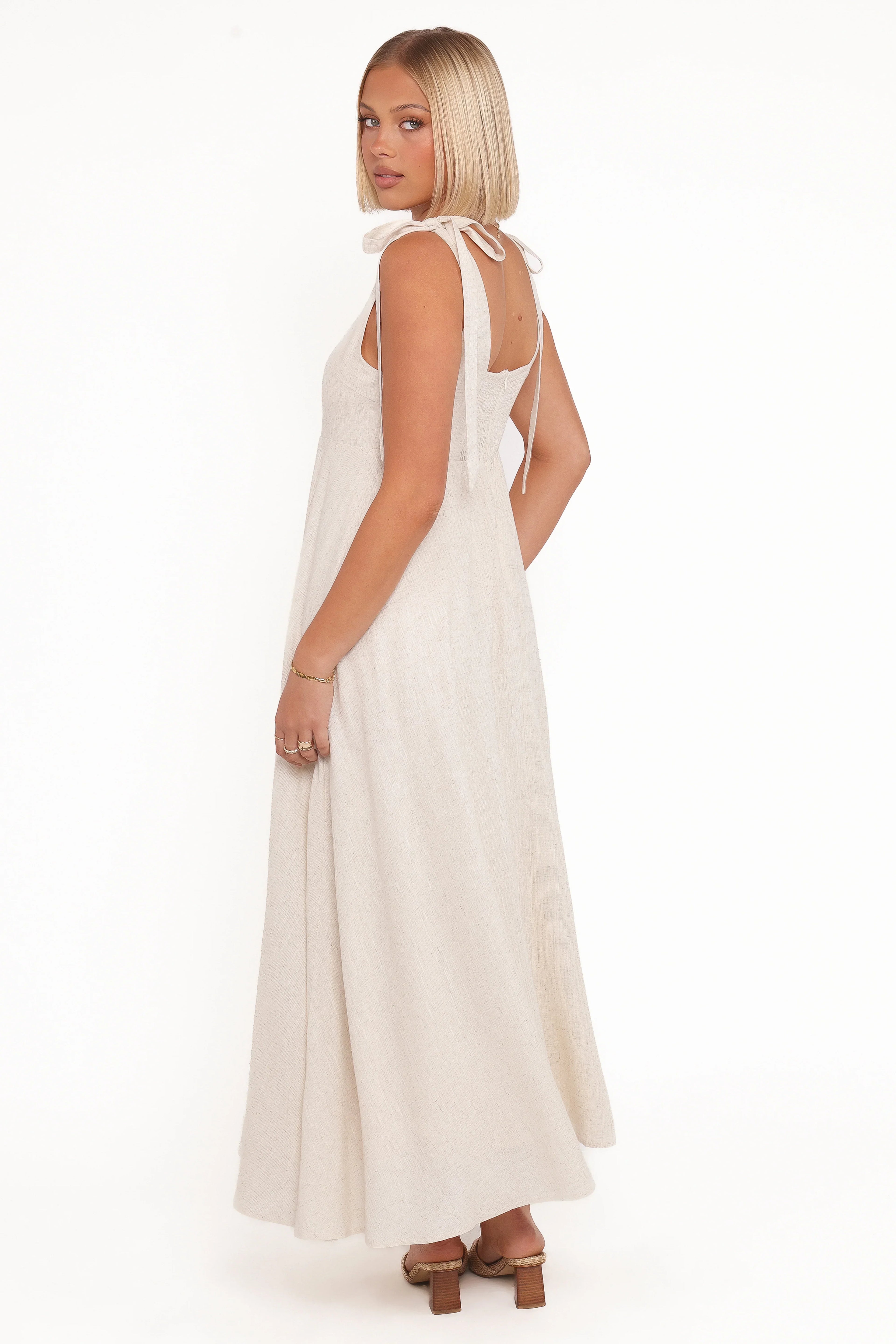 Valara Tie Shoulder Maxi Dress - Oatmeal