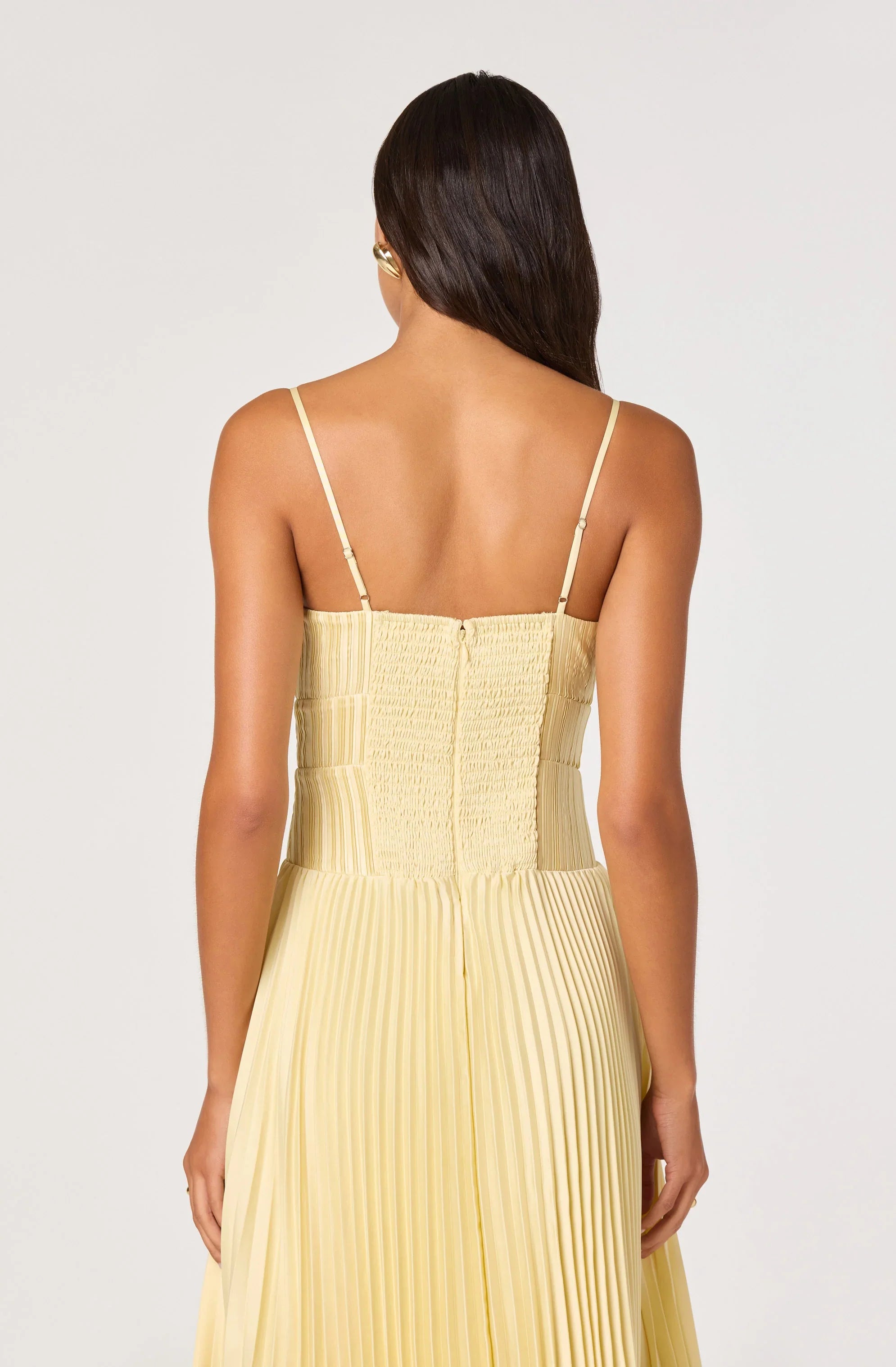 Shionagh Satin Bow-Detail Pleated Midi Dress