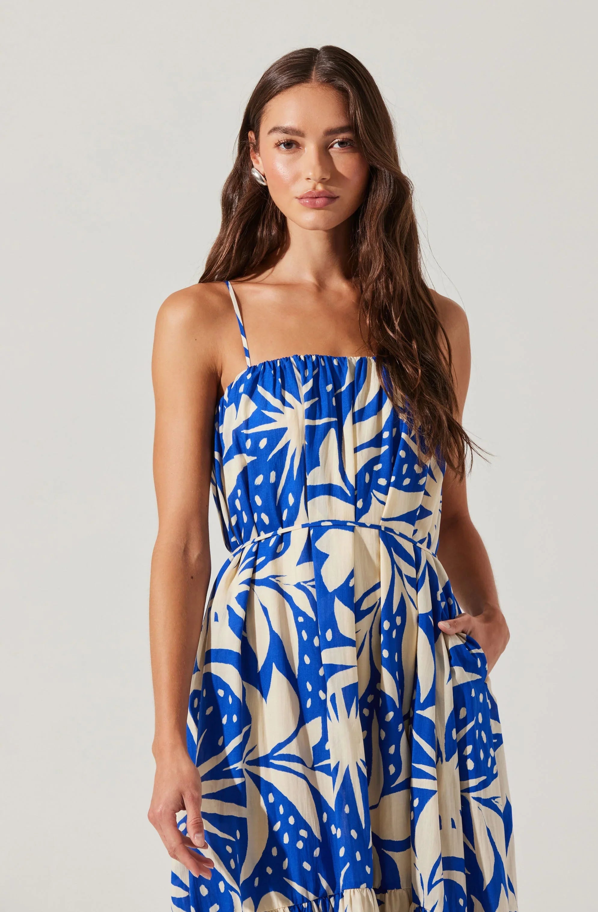 Sarina Linen-Blend Floral Maxi Dress