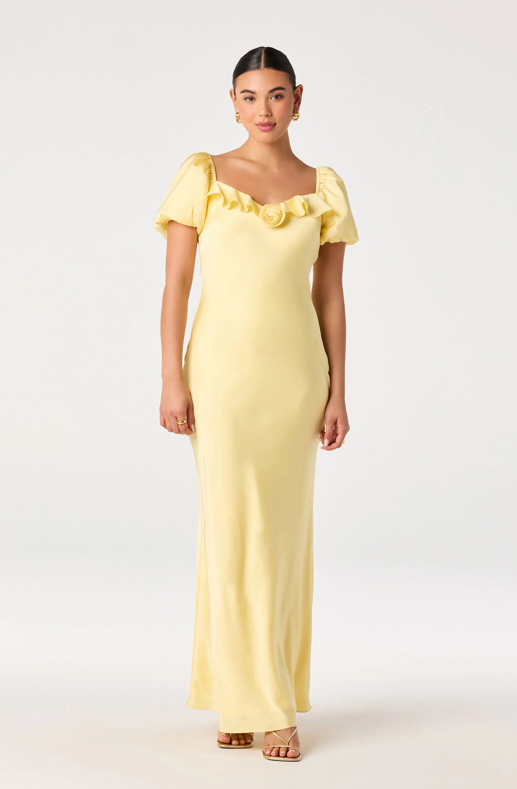Bethrose 3D Rose Satin Maxi Dress