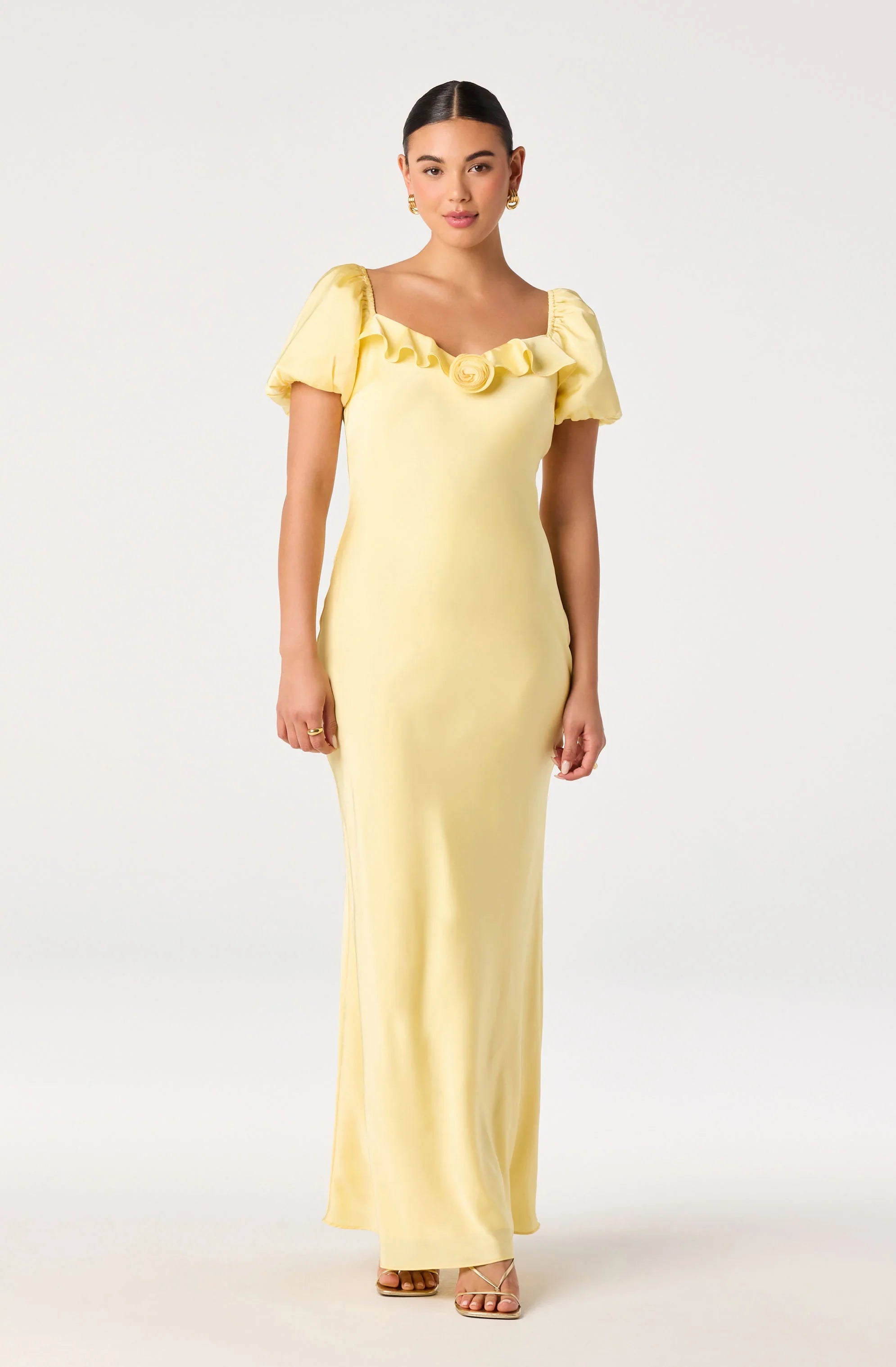 Bethrose 3D Rose Satin Maxi Dress