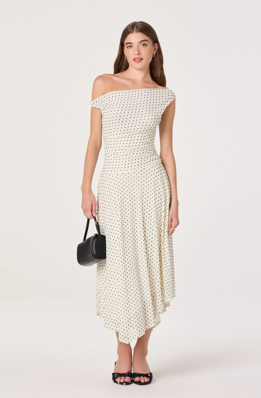 Ciarra Off-Shoulder Asymmetric Midi Dress