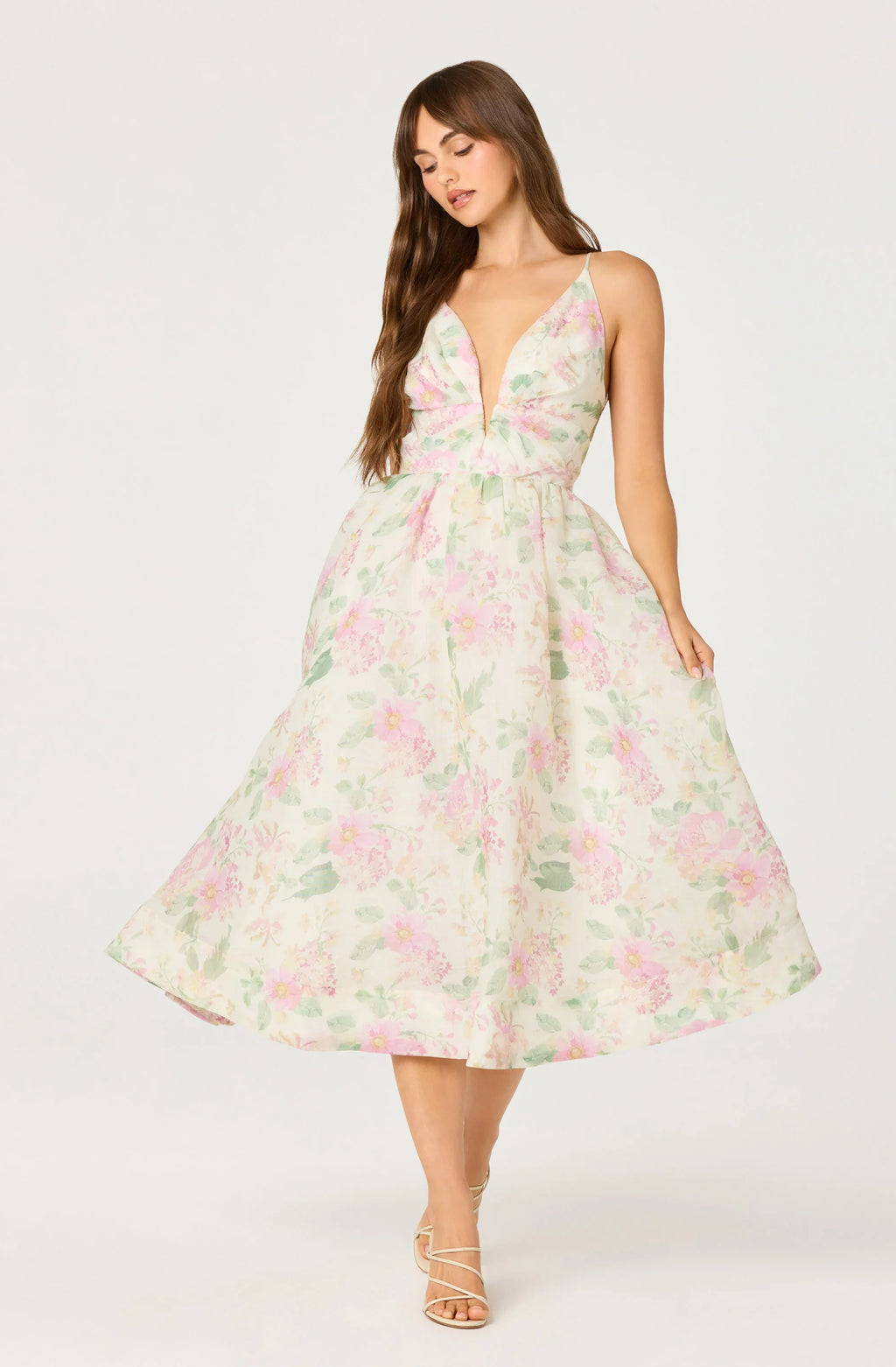 Janna Floral Plunge Midi Dress