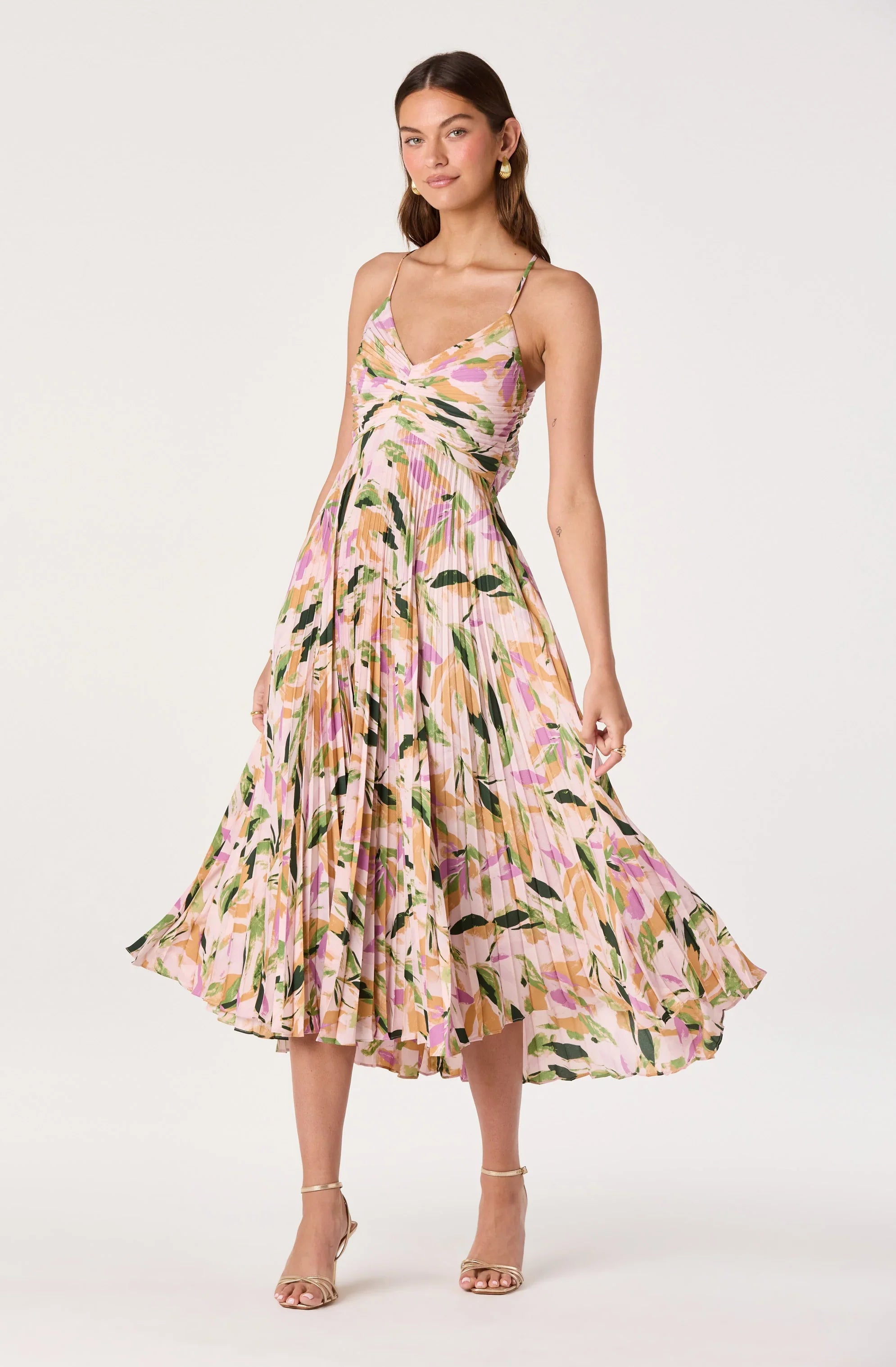 Blythe Floral Plisse Midi Dress