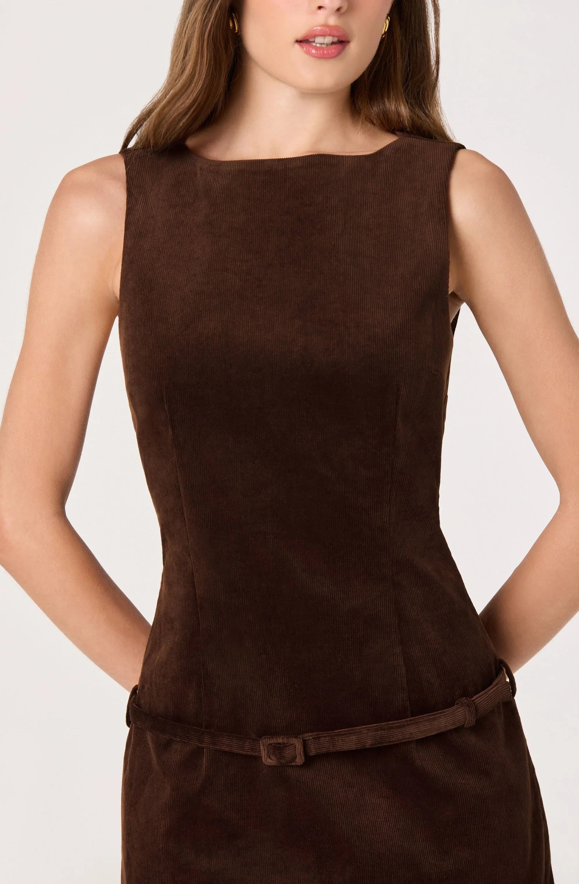 Corduroy Belted Mini Dress
