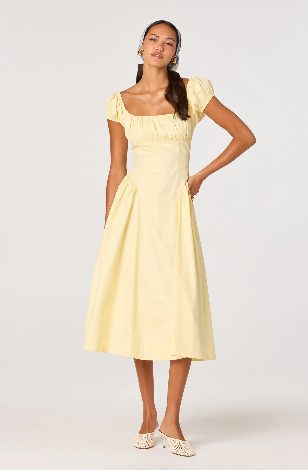 Adilene Cotton Milkmaid Midi Dress