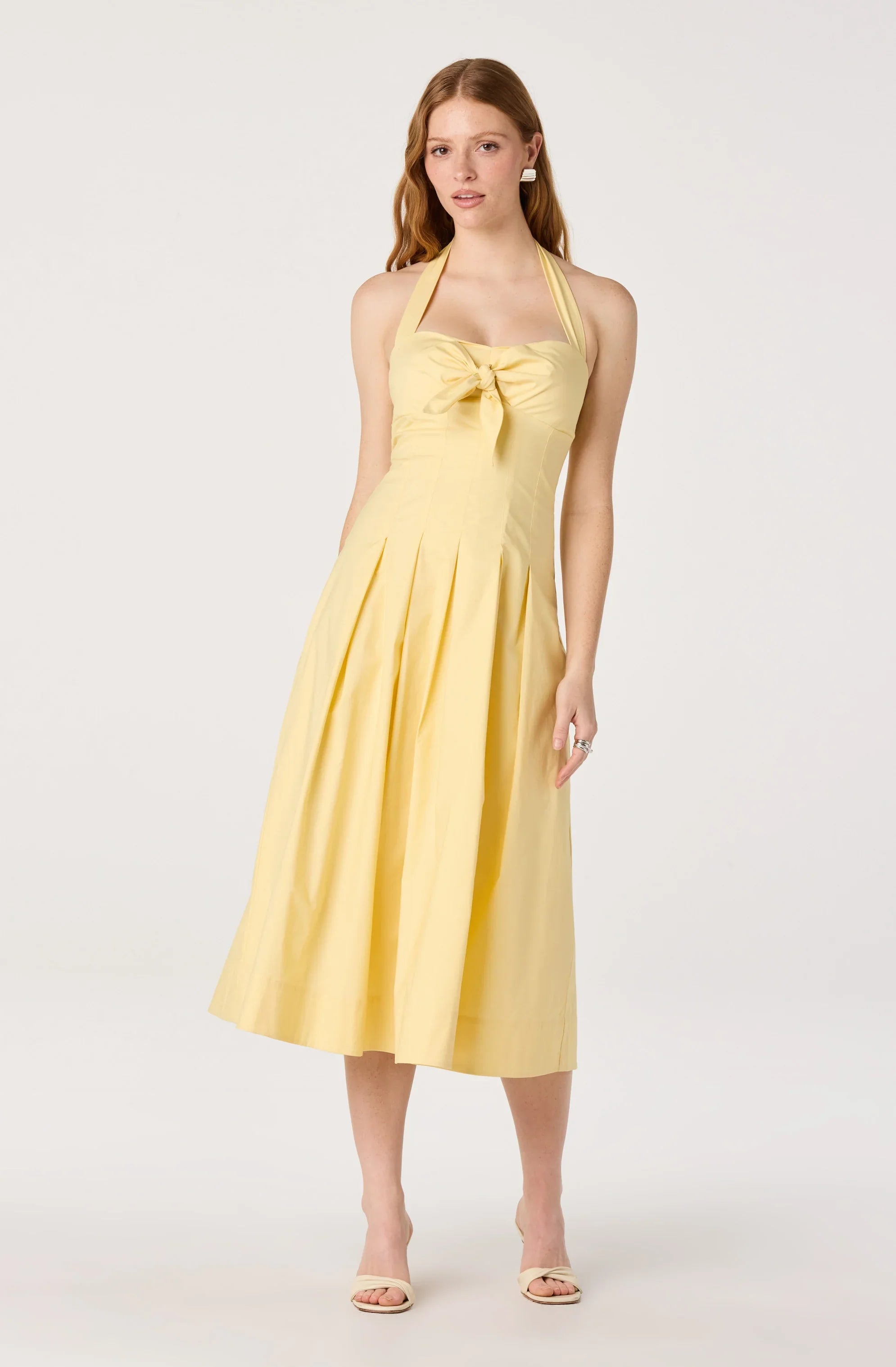 Janae Pleated Halter Midi Dress
