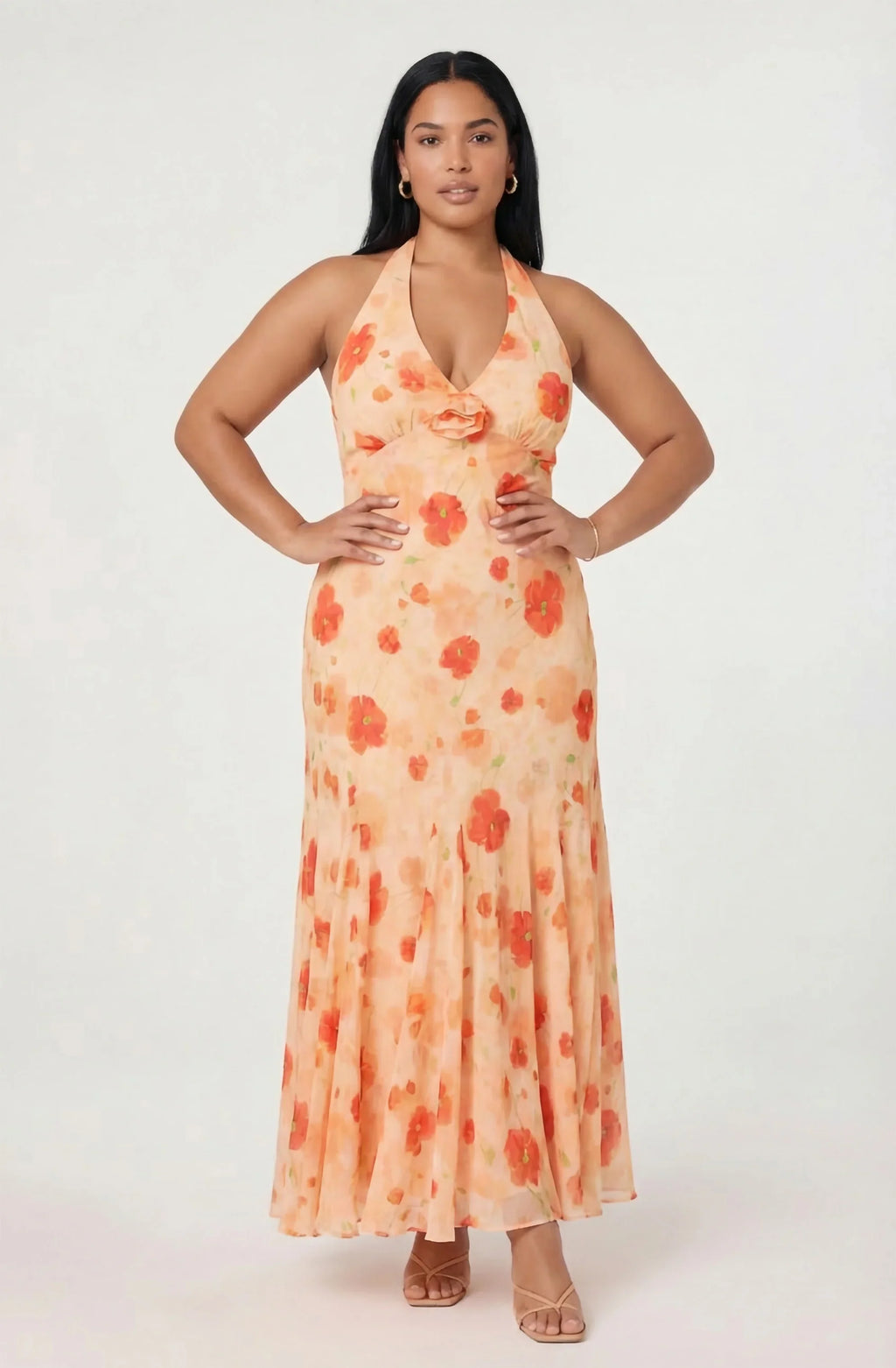 Yasmeen Floral Halter Godet Maxi Dress