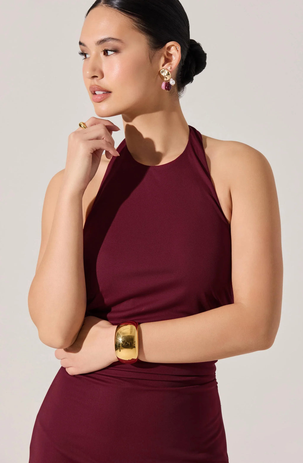 Zaira Ruched Halter Midi Dress